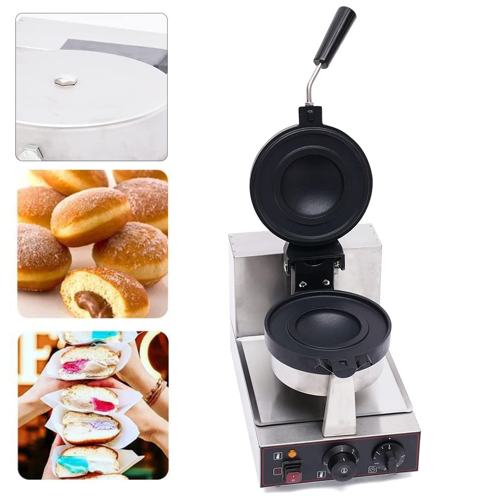 1000W Electric Rotating Burger Waffle Maker - Nonstick Stainless Steel Silver Modern Style - Perfect for Breakfast, Brunch & Party Snacks