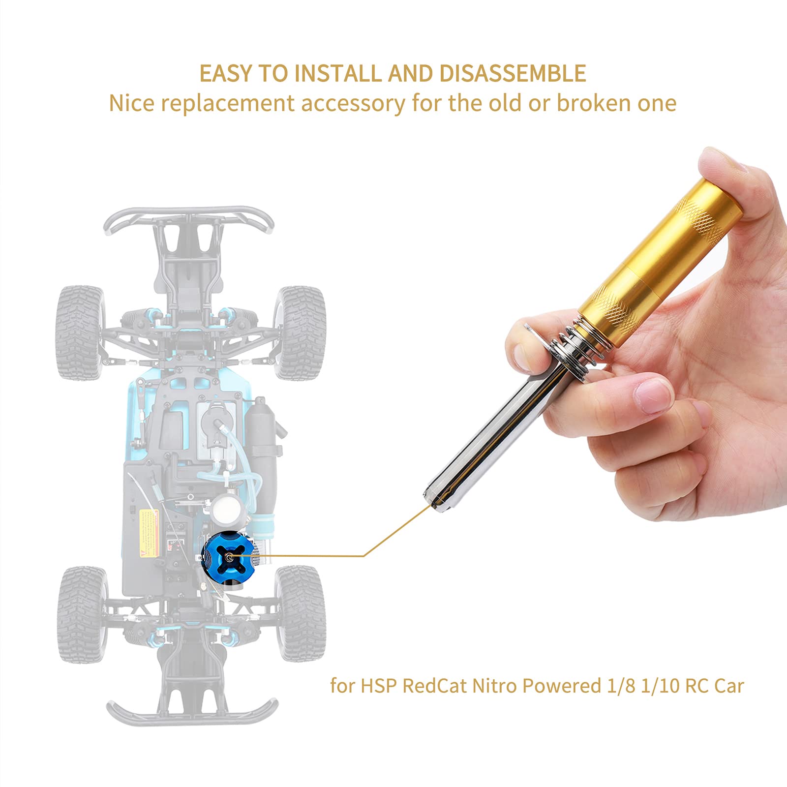 High-Performance Alloy RC Glow Plug Igniter for Nitro Engine - Compatible with AA Batteries, RC Cars, Buggies, Trucks & Airplanes (Gold) - Ideal for Racing, Off-Roading & Remote Control Hobbies