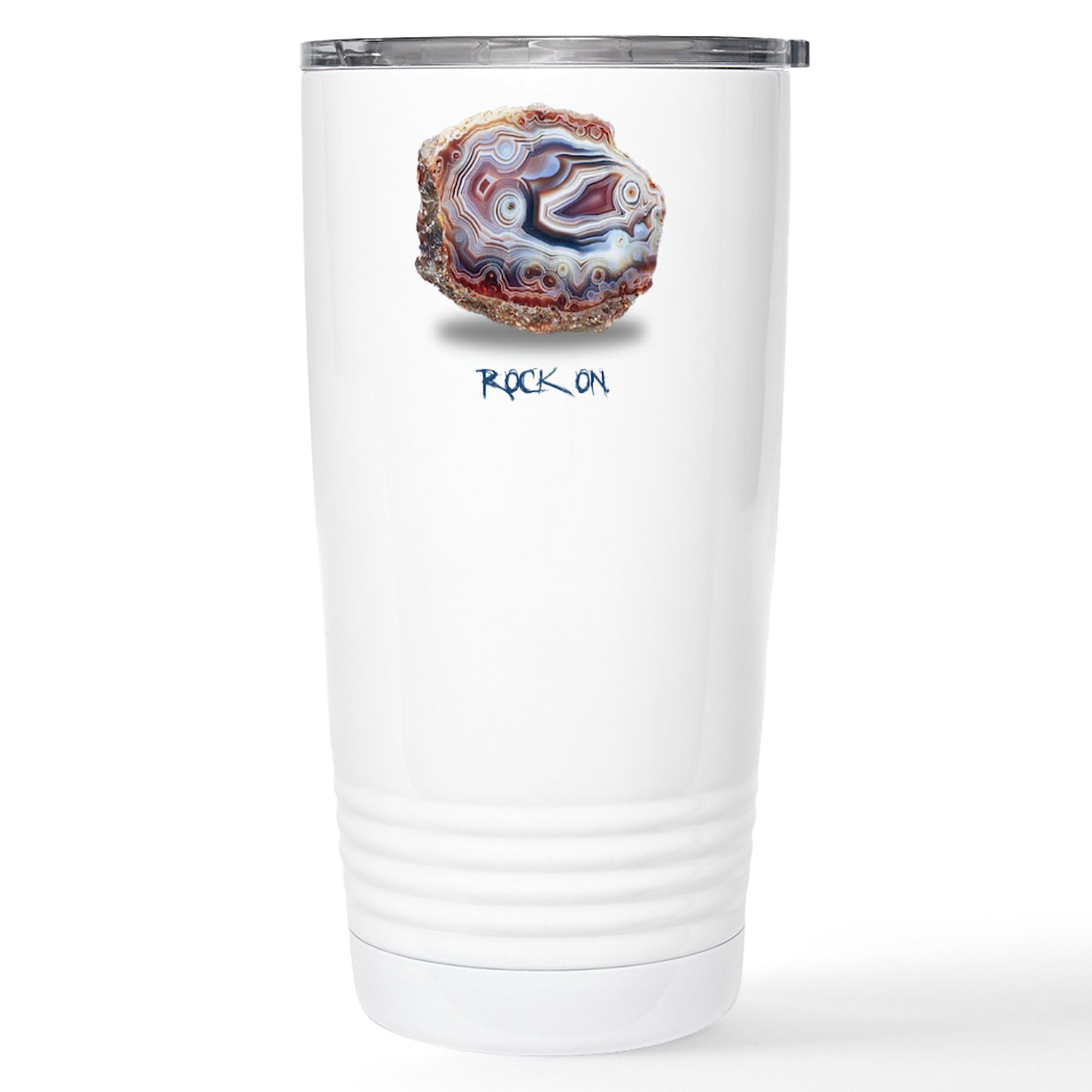 Rock On 20 oz Stainless Steel Travel Mug - Insulated Coffee Tumbler for Hot & Cold Drinks - Perfect for Commuting, Camping & Office Use