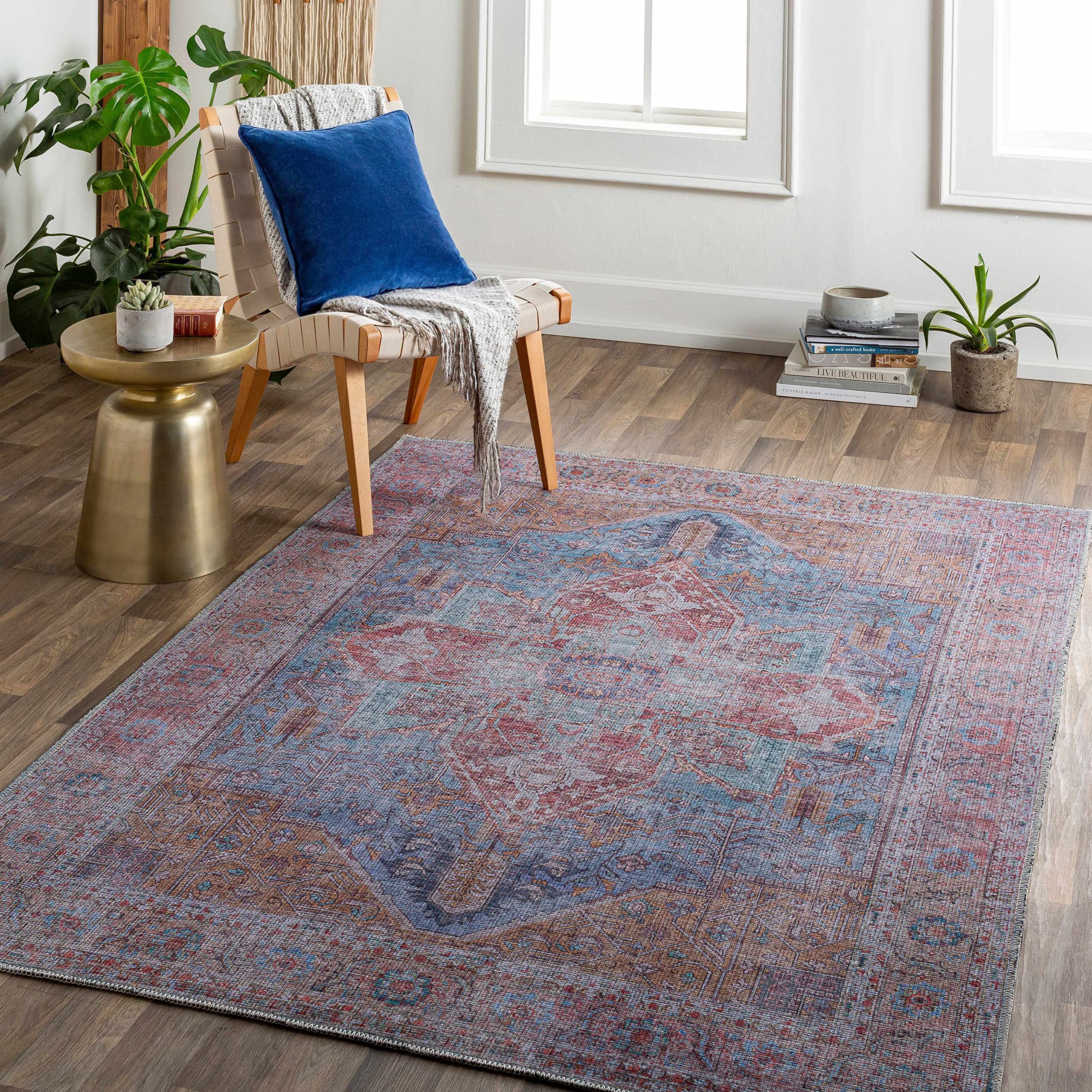 Hauteloom Otaki Machine Washable Area Rug - Soft Gray & Purple Modern Rug for Living Room, Bedroom - 9'3
