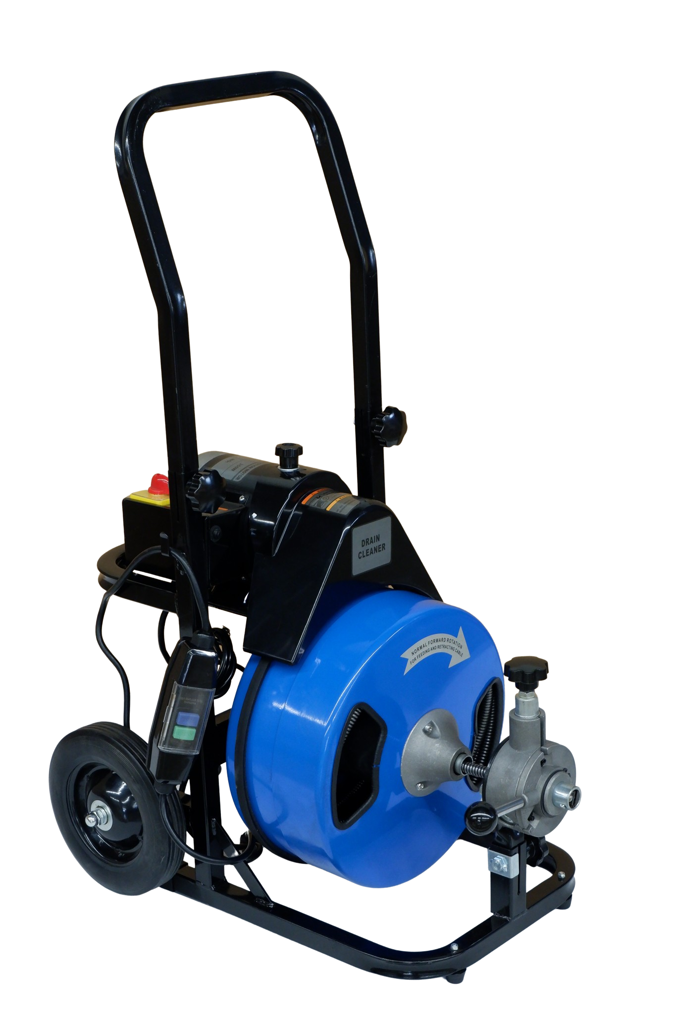 Autofeed Electric Drum Auger Drain Cleaner - 50FT x 1/2 Inch Cable with 1400RPM Motor, Includes Cutter Set, GFCI Plug, Wheels & Tool Tray - Ideal for Clearing Clogged 2-4 Inch Drains in Homes, Restaurants, and Commercial Buildings