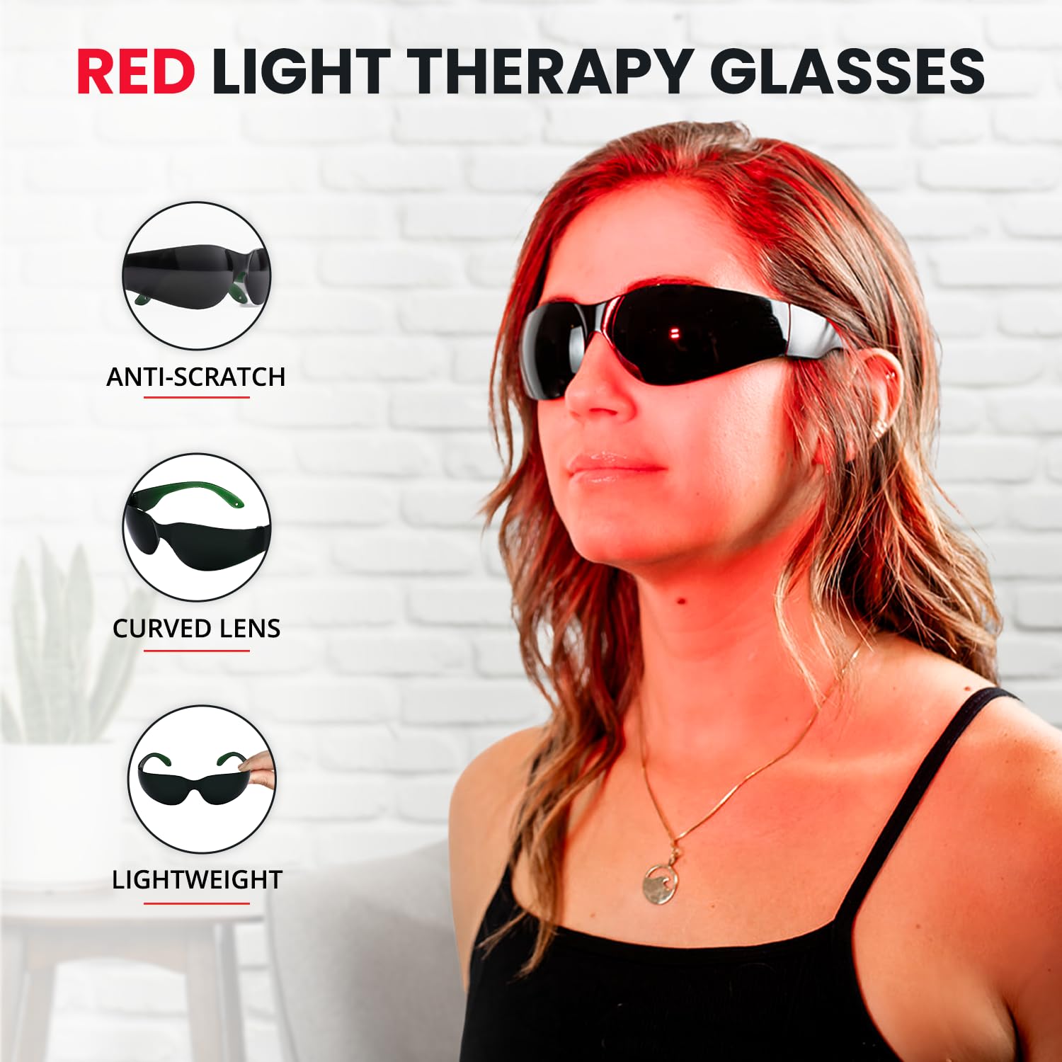 Mito Red Light Therapy Glasses - Eye Protection Goggles for Red Light & IPL Treatment - UV Blocking Safety Glasses for Skin Care & Pain Relief at Home