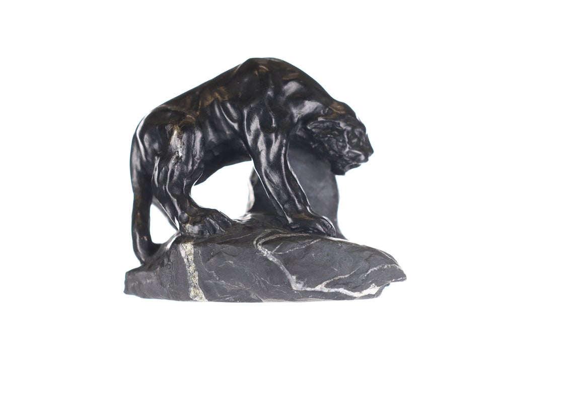 Natural Colombian Emerald Black Panther Rough Crystal Sculpture - Handcrafted Gemstone Art for Home Decor, Meditation & Spiritual Healing
