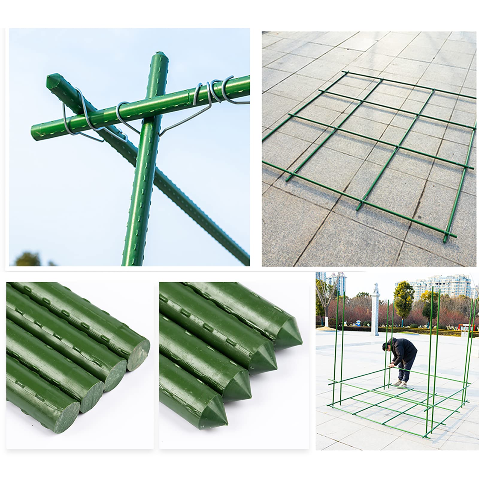 20Pcs Garden Stakes - Multi-Functional Plant Support Trellis for Tomatoes, Cucumbers & Potted Plants (60cm/23.6in, 11mm/0.43in) - Perfect for Home Gardening, Vegetable Support & Outdoor Plant Growth