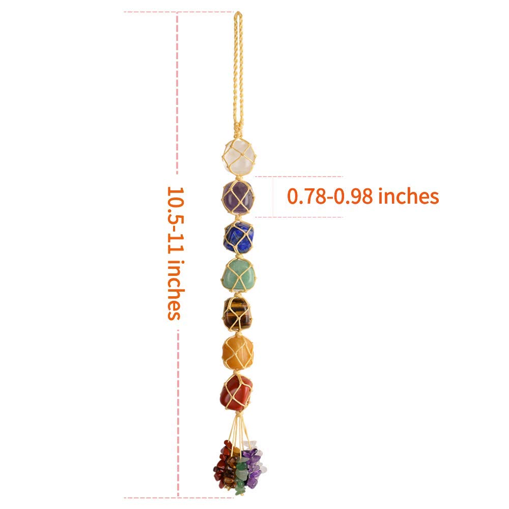 7 Chakra Healing Crystals Feng Shui Hanging Ornament - Car & Home Decor for Meditation, Window & Party Decoration - Enhance Positive Energy & Relaxation in Office, Bedroom or Yoga Space