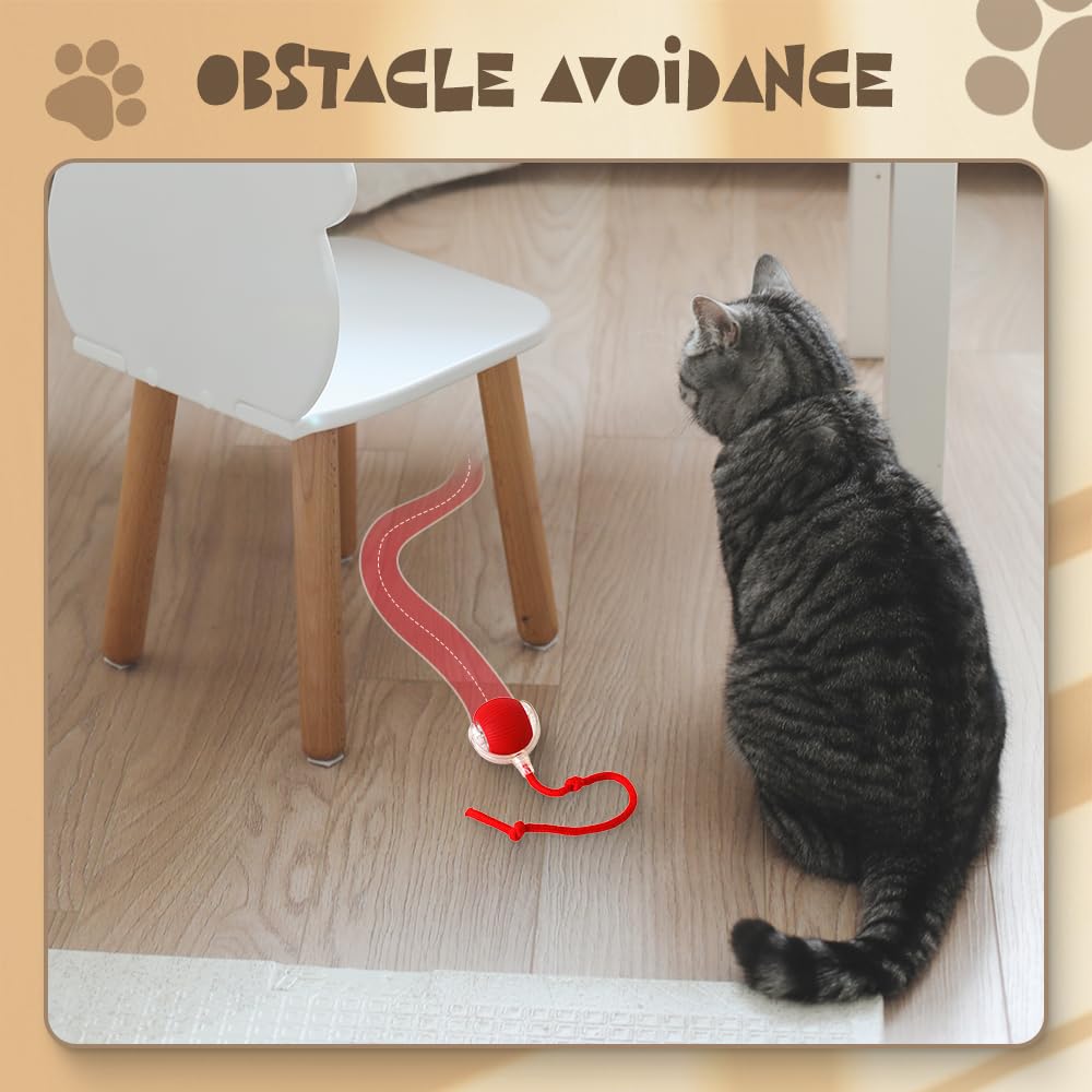 2024 Upgraded Interactive Cat Toy Ball - Automatic Self Rolling Smart Pet Toy for Indoor Cats & Kittens, Boredom Relief for Adult Cats & Dogs, Fun Playtime (Red) - Perfect for Indoor Play, Exercise & Mental Stimulation