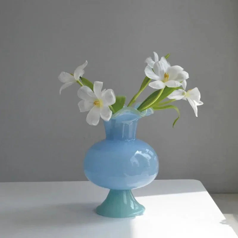 Lily Bloom Pedestal Glass Vase - Elegant 12