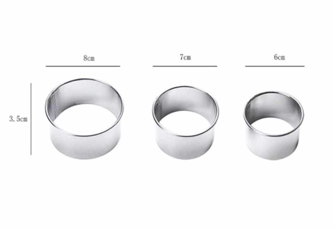 3-Piece Stainless Steel Circle Nesting Cookie Cutters Set - Perfect for Baking, Cake Decorating, and DIY Crafts
