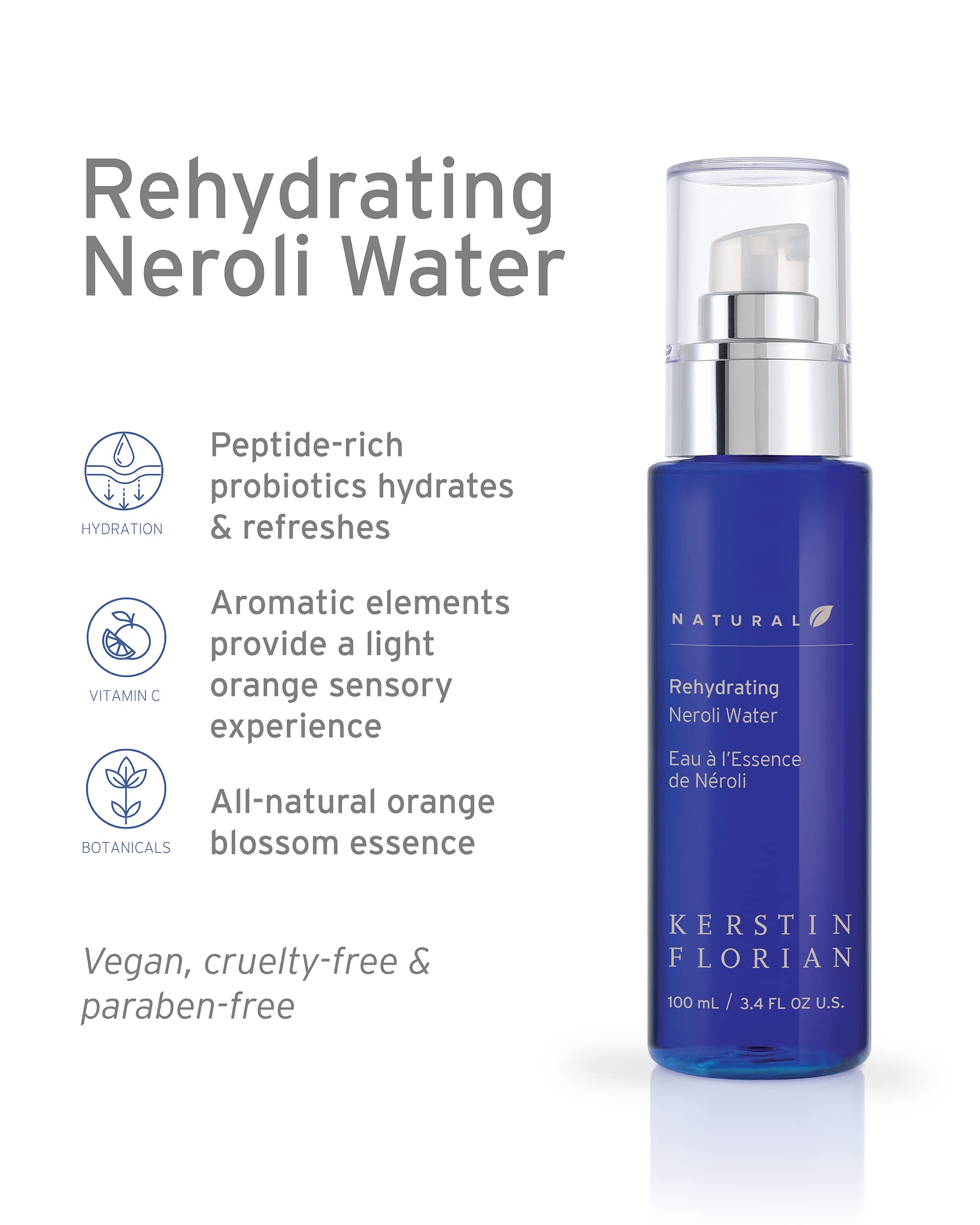 Kerstin Florian Neroli Mist & Rescue Crème Set | Hydrating Facial Spray & Moisturizing Cream for Dry Skin | Spa Day Essential & Travel Skincare Kit