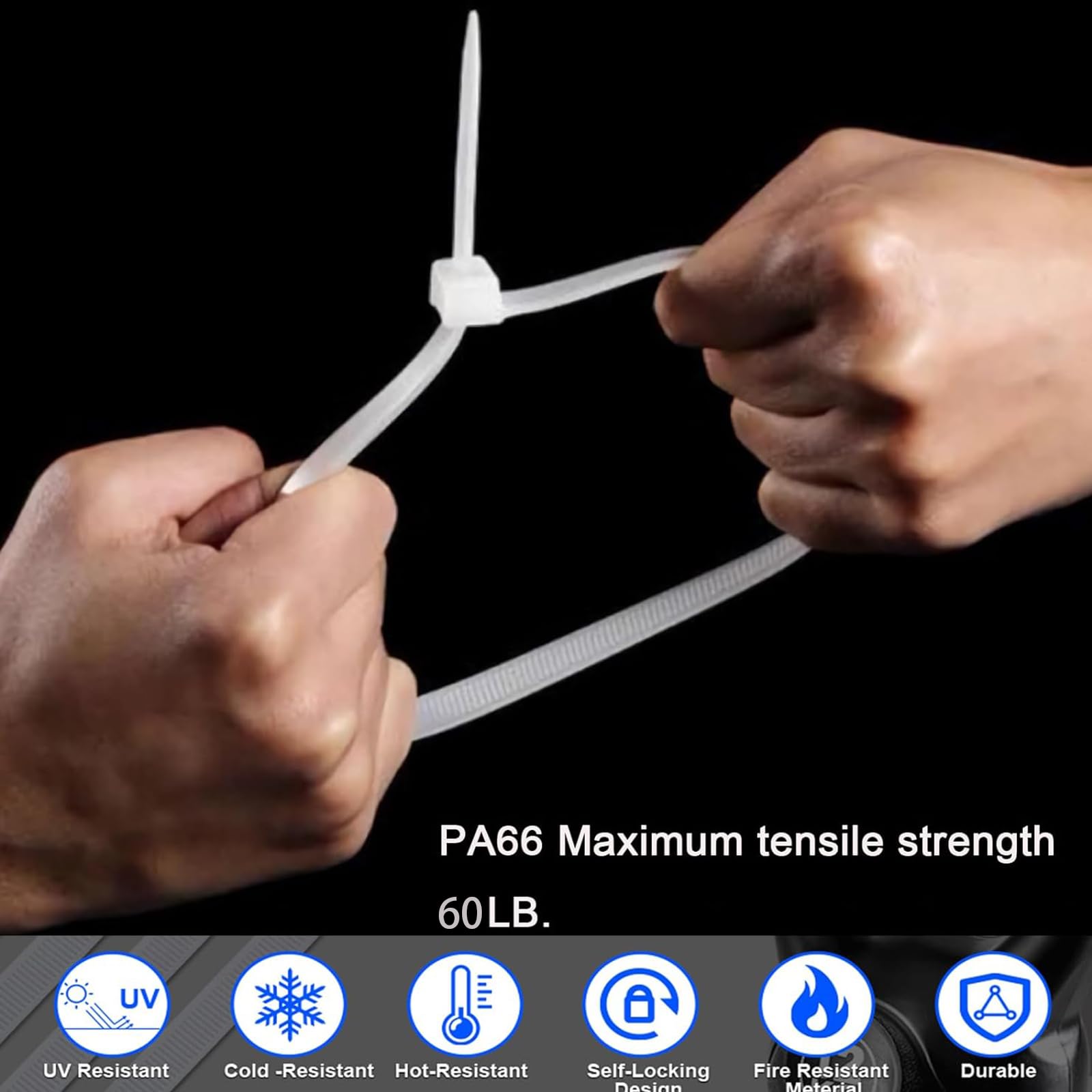 20 Inch Large White Zip Ties - Heavy Duty 60 lbs Tensile Strength - 100 Pack Industrial Plastic Cable Ties for Outdoor Use | Perfect for Bundling Wires, Securing Equipment & DIY Projects
