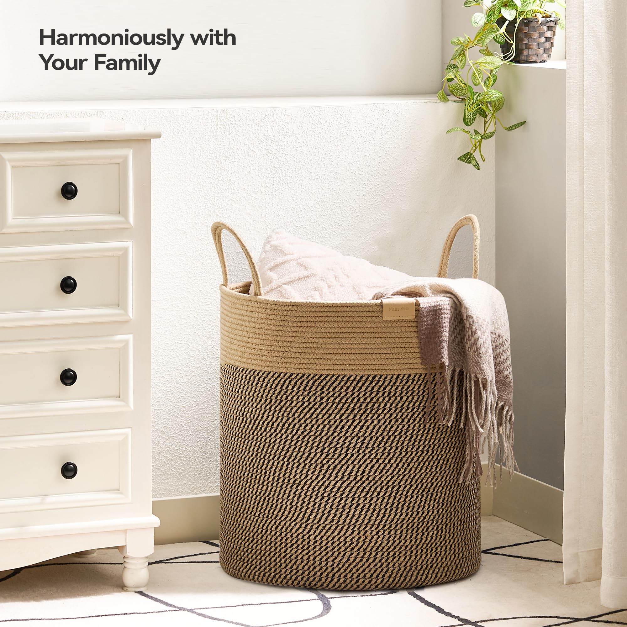 80L Large Woven Laundry Hamper Basket - Dark Brown Nursery Storage Organizer for Baby Clothes, Toys, Blankets & Pillows | Perfect for Nursery, Bedroom, Closet & Laundry Room Organization