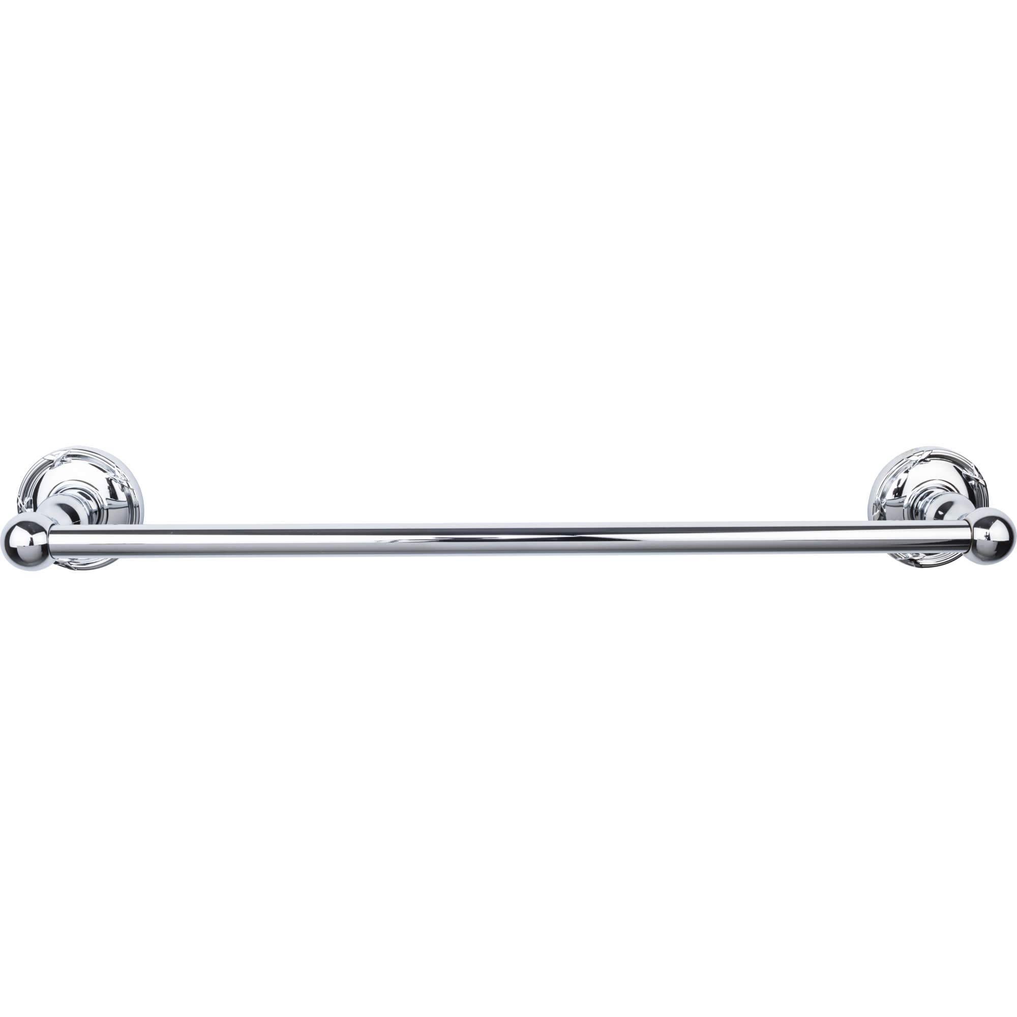 Top Knobs ED6E Edwardian 18-Inch Single Towel Bar with Ribbon Backplate - Polished Chrome Bathroom Hardware for Modern & Classic Decor