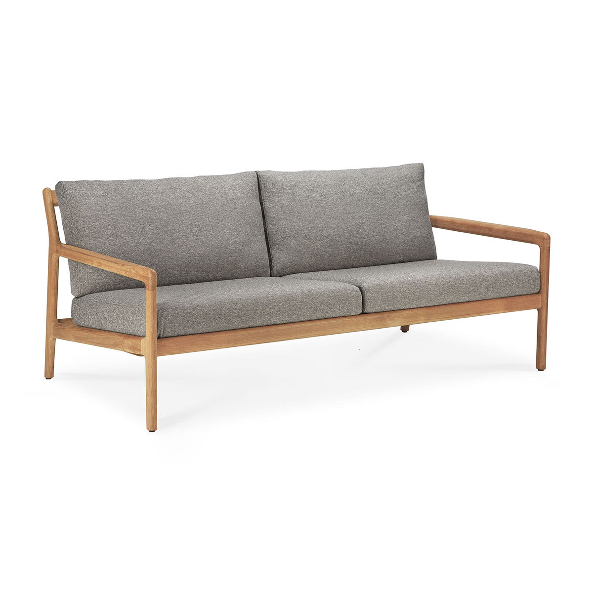 Outdoor 3-Seater Sofa with Teak Frame & Mocha Fabric - Waterproof & Durable Patio Furniture for Garden, Poolside, or Backyard Relaxation