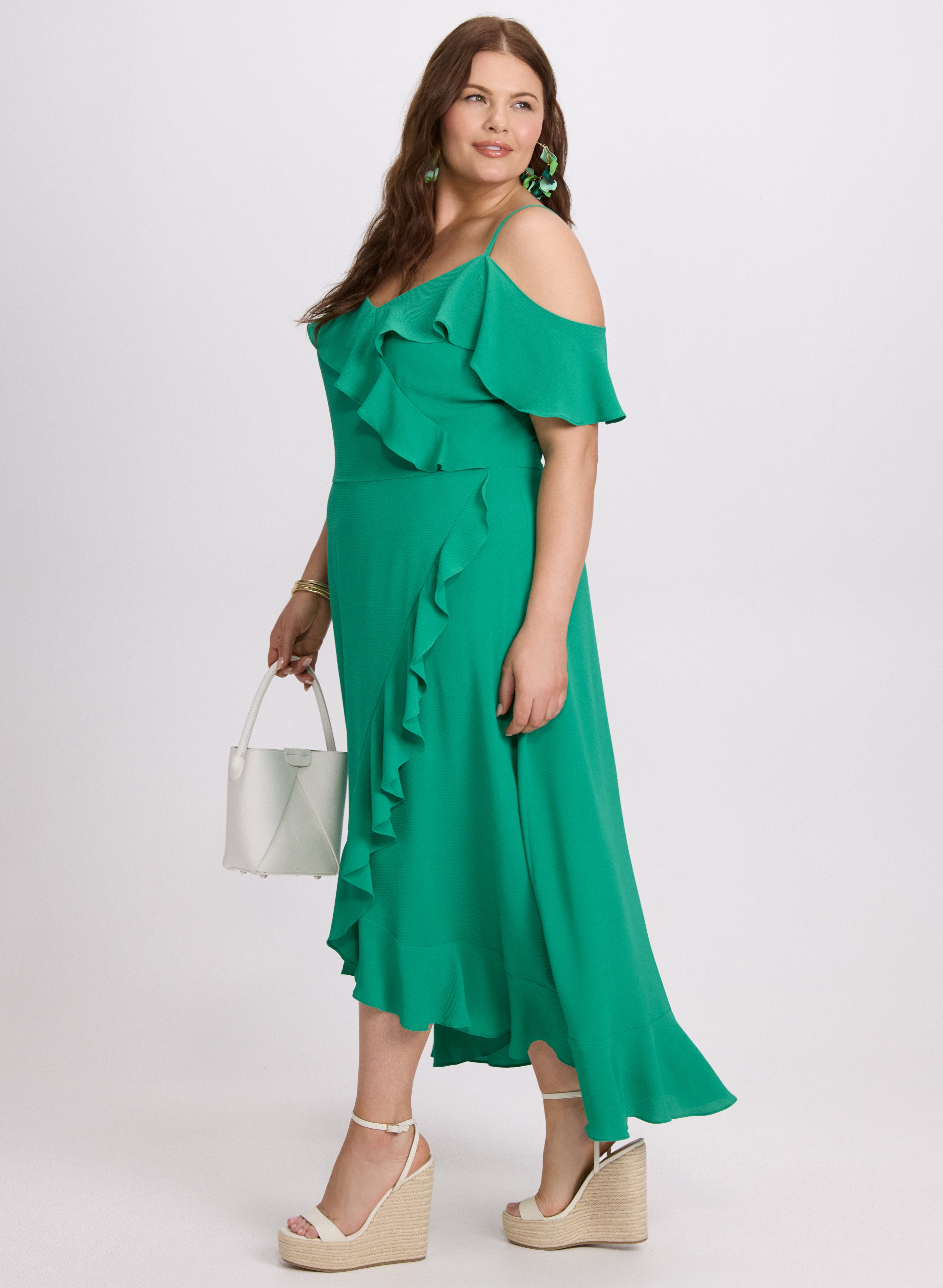 Elegant Cold Shoulder Midi Dress for Women - Flowy Summer Party Dress for Weddings, Date Nights & Beach Vacations