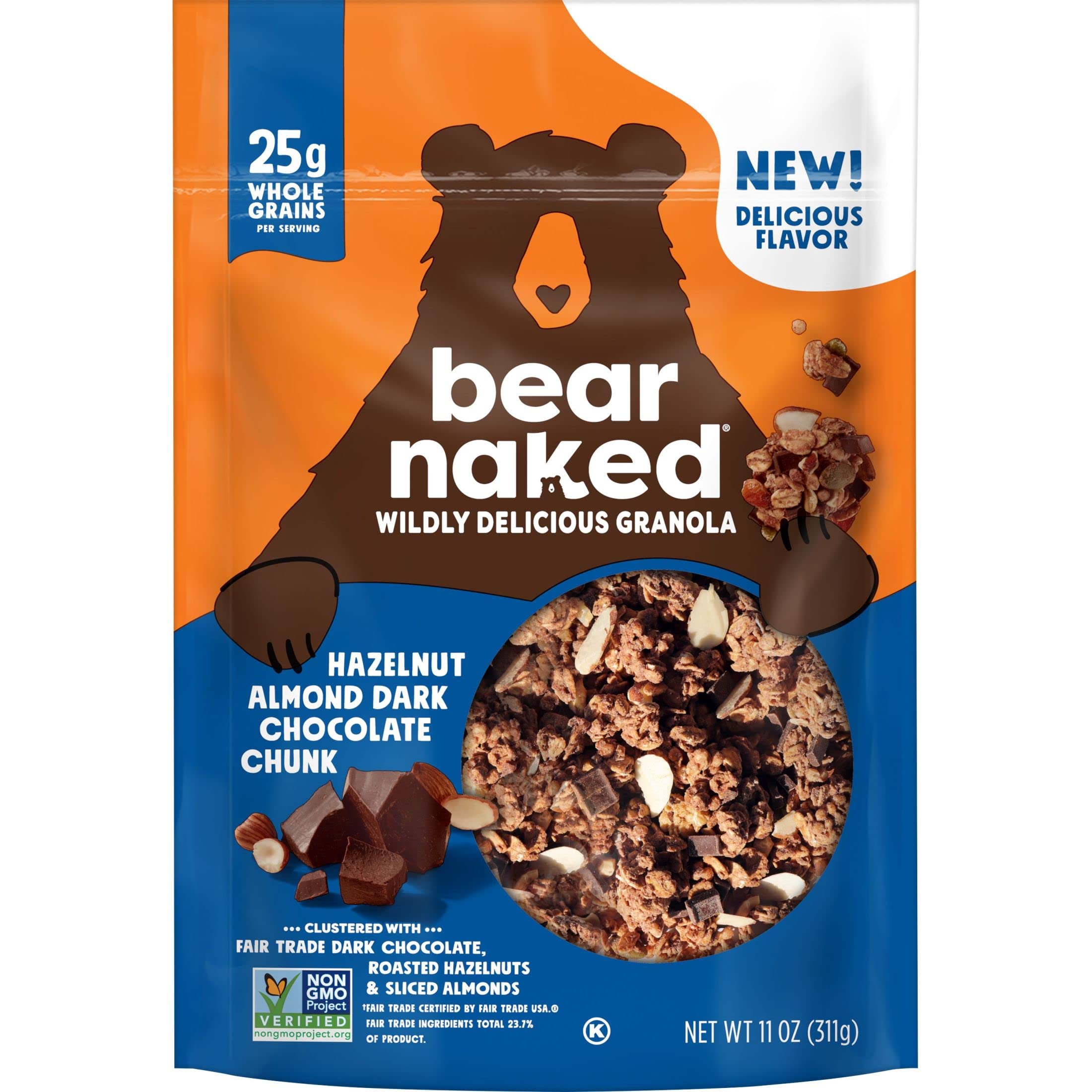 Bear Naked Granola Cereal - Whole Grain Granola with Hazelnut, Almond & Dark Chocolate Chunks (6 Bags) - Healthy Breakfast Snacks for On-the-Go, Office or School Lunch