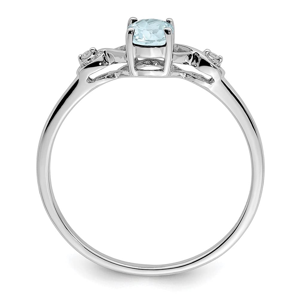 925 Sterling Silver Diamond & Oval Aquamarine Ring for Women - Elegant Fine Jewelry Gift for Her, Perfect for Anniversaries, Birthdays & Special Occasions