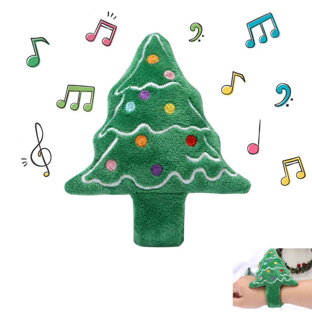 Lovhome Christmas Slap Bracelets - Glow in The Dark Musical Wristbands for Kids, Santa Xmas Party Favors, Holiday Gifts for Housewarming & Christmas Celebrations (Christmas Tree Design)
