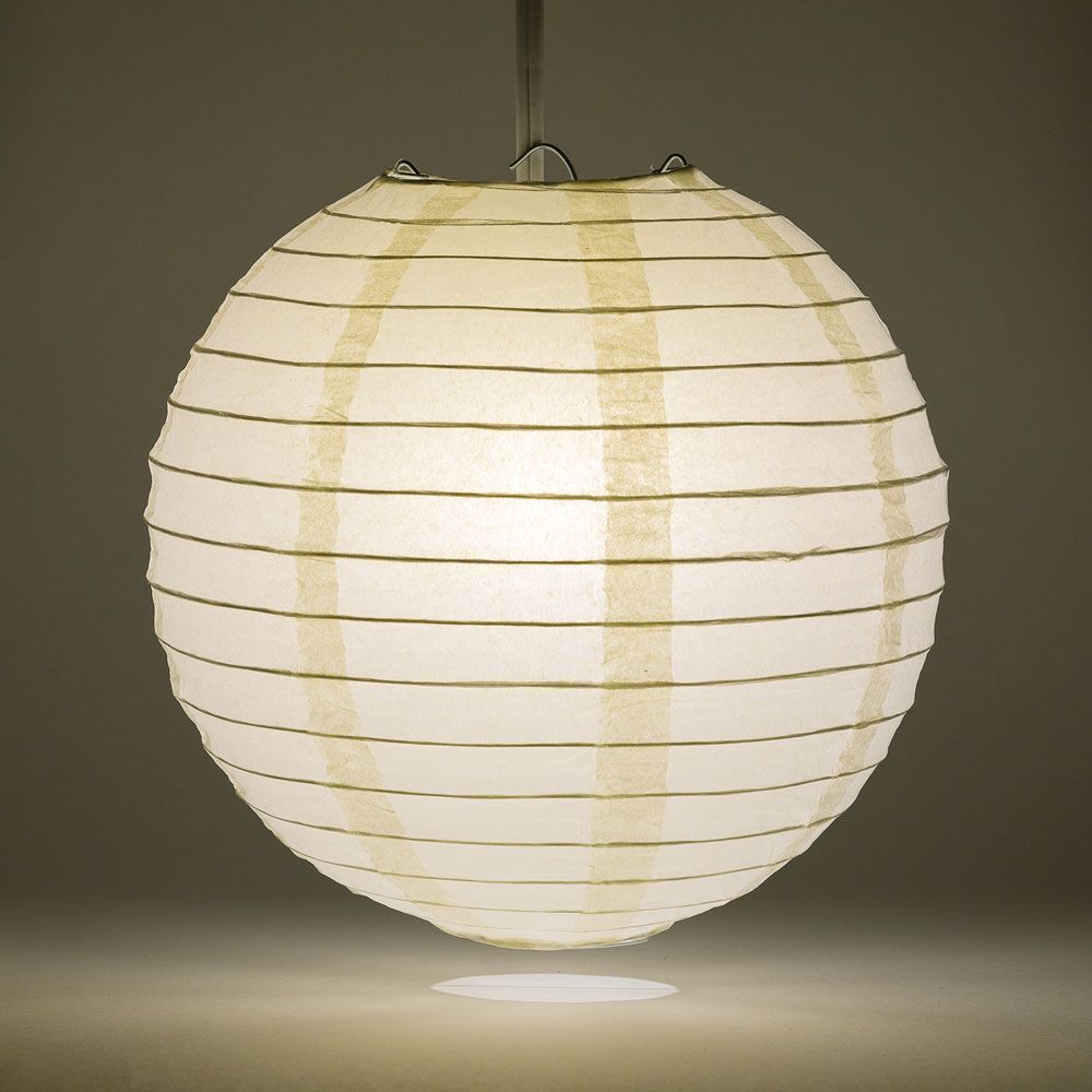 20 Beige/Ivory Round Paper Lanterns with Even Ribbing - Chinese Hanging Decor for Weddings, Parties & Home Decor | Perfect for Indoor/Outdoor Events & Asian-Themed Celebrations
