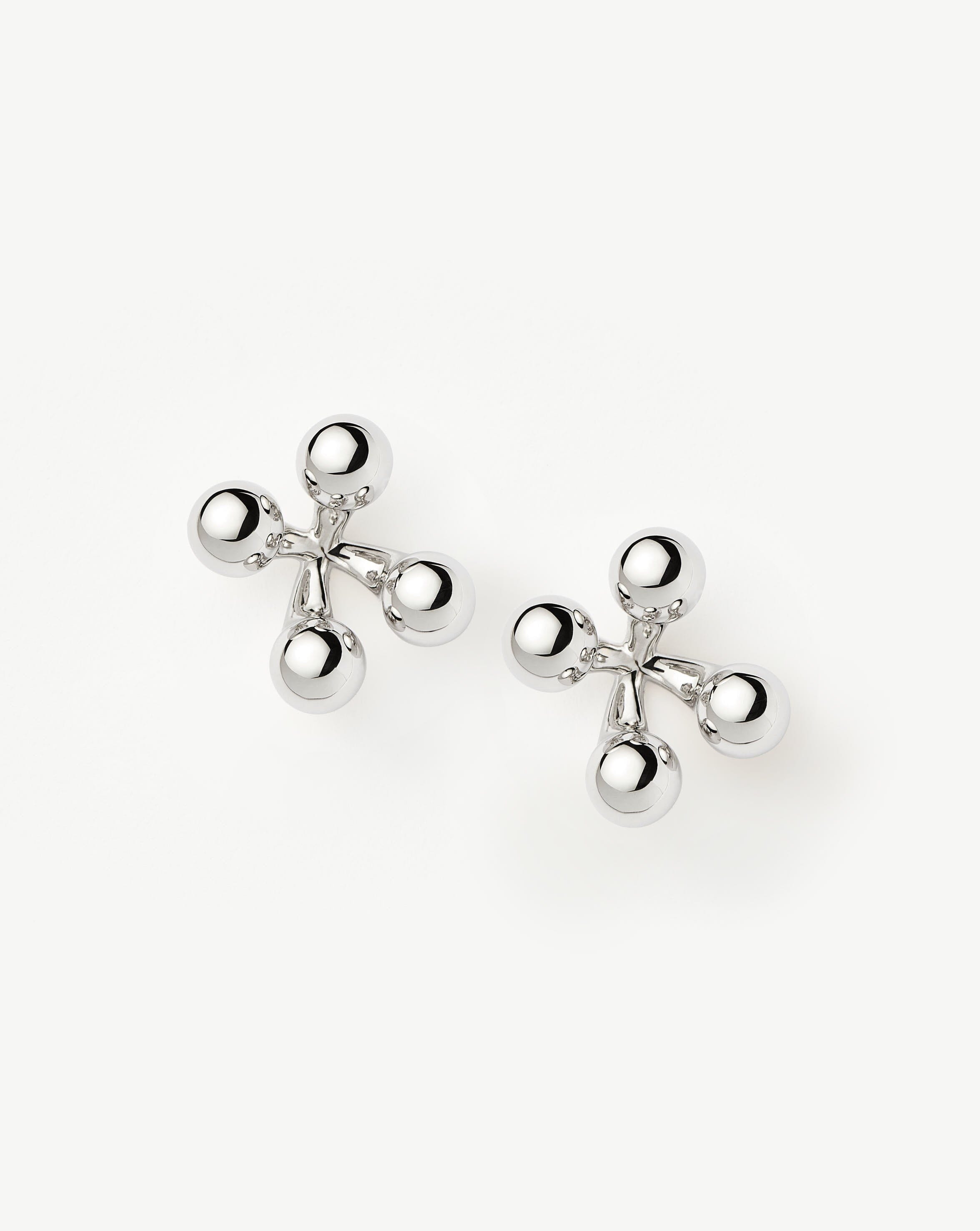 Atom Oversized Stud Earrings - Silver Plated Hypoallergenic Fashion Jewelry for Women | Trendy Statement Earrings for Parties, Date Night & Everyday Wear