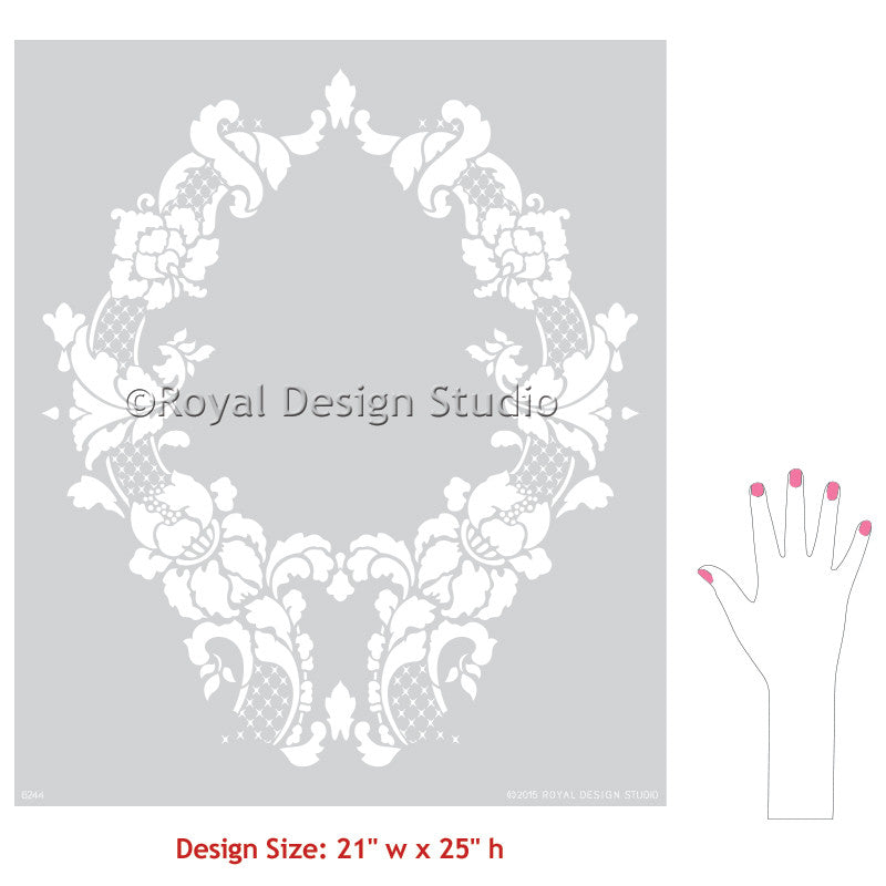 Floral Damask Wall Stencil for DIY Home Decor - Reusable Painting Template for Living Room, Bedroom, and Nursery Decoration