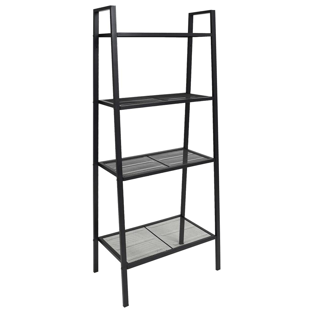 4-Tier Black Metal Ladder Bookcase - Home Office Bookshelf with Storage for Living Room, Bedroom & Study - Perfect for Organizing Books, Decor & Essentials
