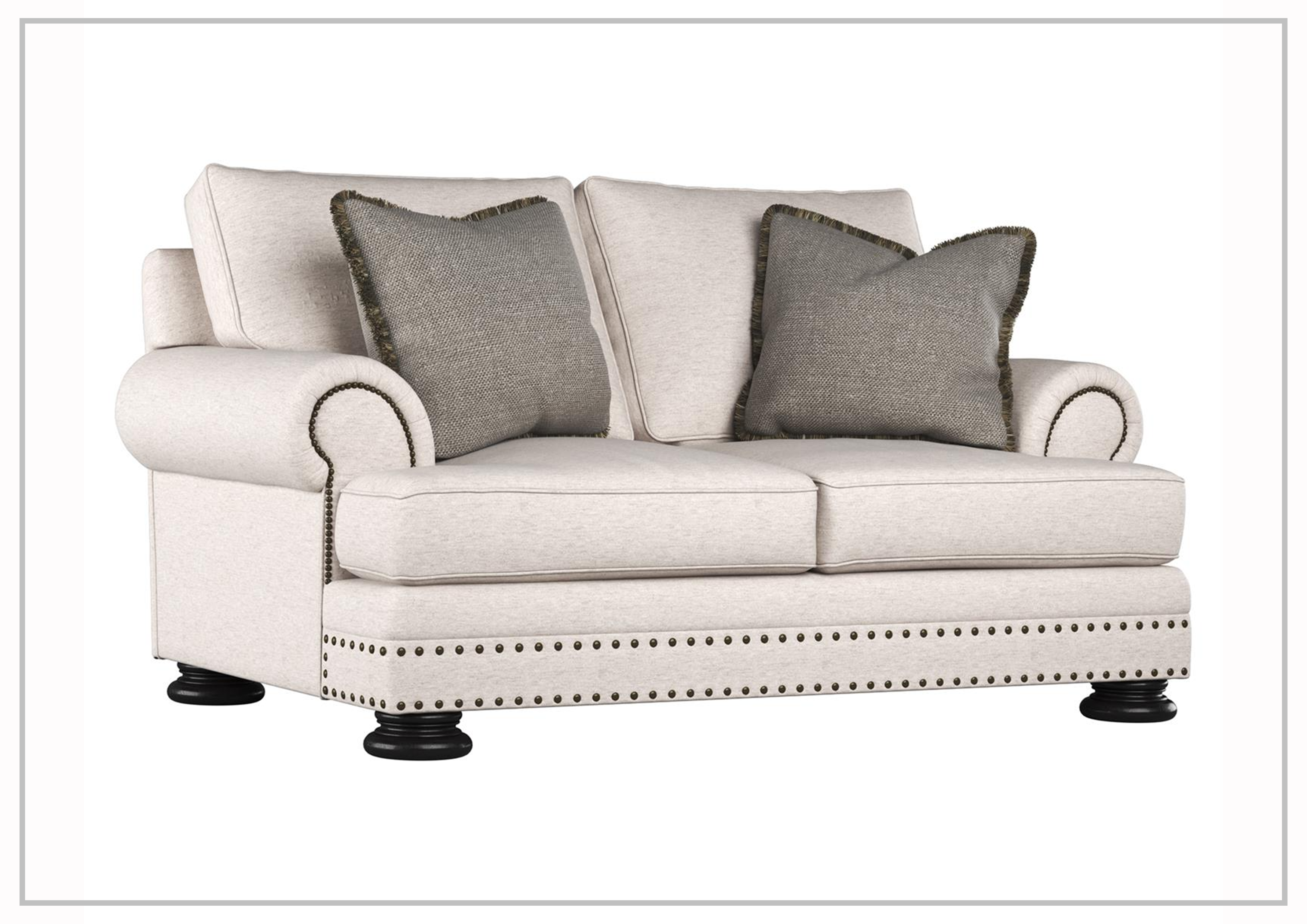Bernhardt Foster Fabric Loveseat with Rolled Arms - Comfortable Small Sofa for Living Room, Bedroom, or Office Space