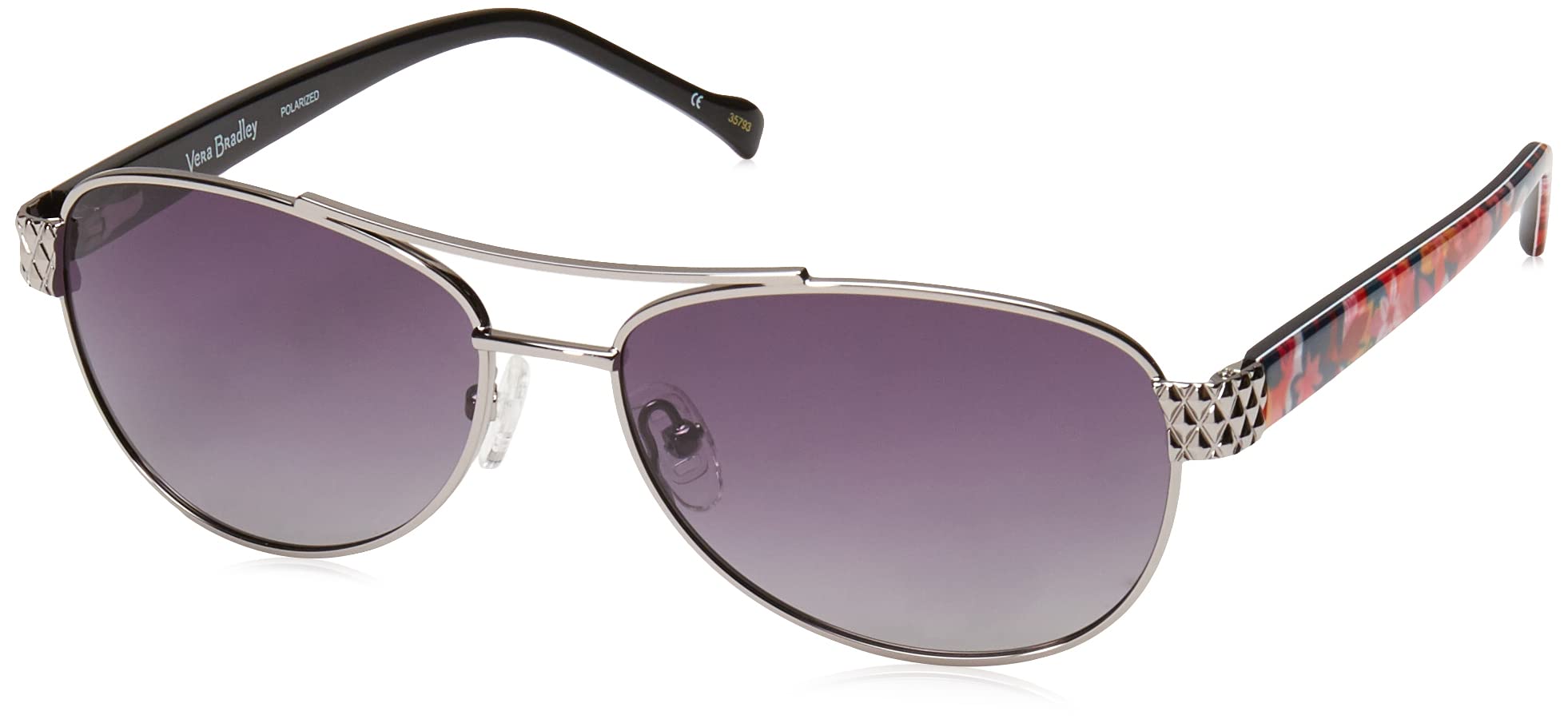 Vera Bradley Women's Marlene Aviator Sunglasses - UV Protection, Polarized Lenses, Lightweight Frame for Outdoor Activities, Travel & Fashion Accessories