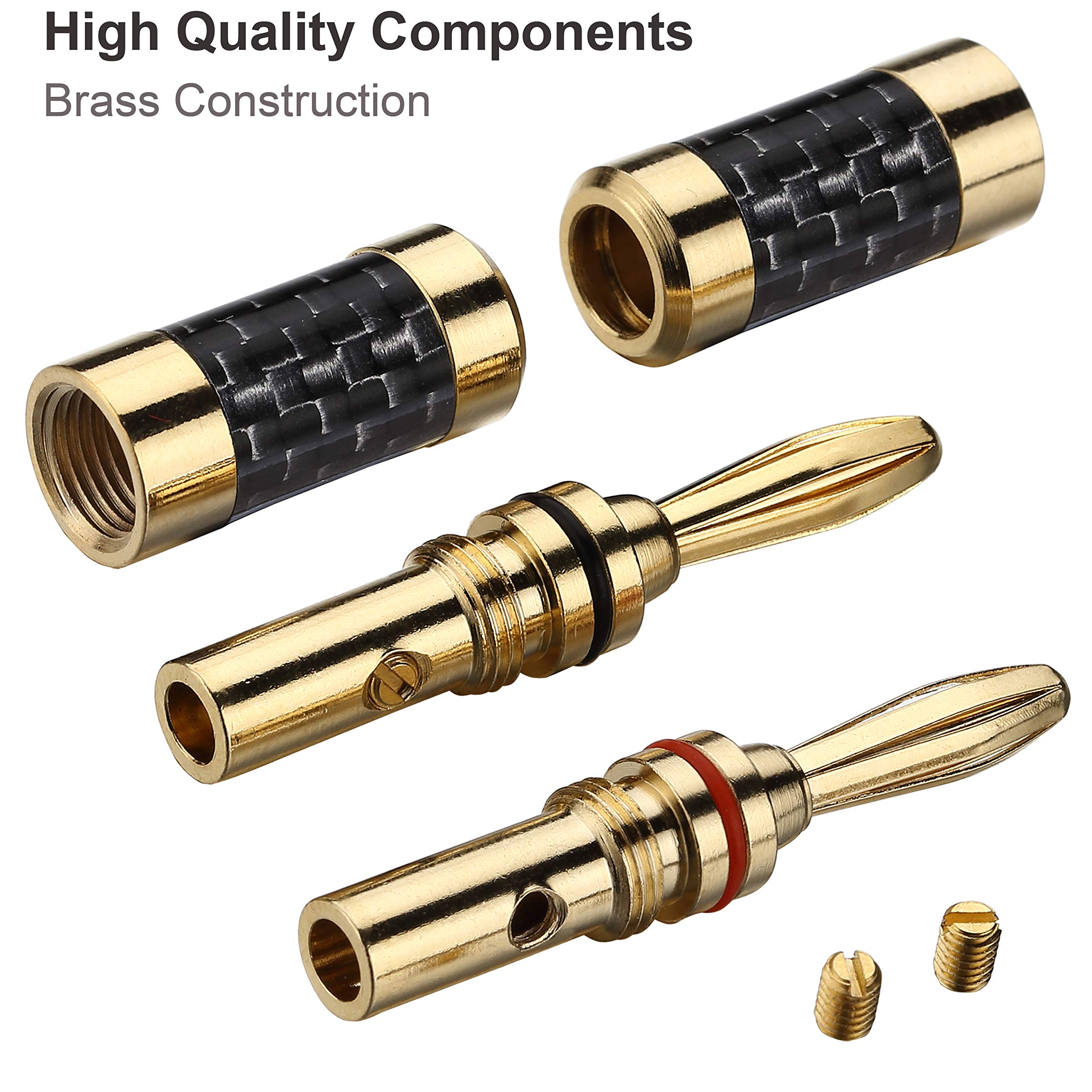 24K Gold Plated Banana Plugs 5 Pairs (10pcs) - Closed Screw Speaker Connectors for High-Quality Audio Systems | Perfect for Home Theater, Studio Setup & Speaker Wire Connections