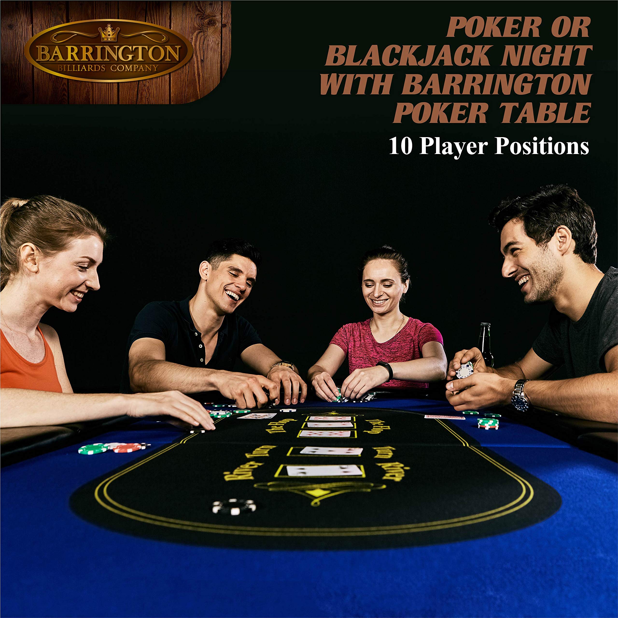 Barrington Folding Poker Table & Table Top Set - Durable Padded Rail with Felt Surface for Texas Hold'em, Blackjack & Casino Nights | Multi-Style Convertible Game & Dining Table for Home, Parties & Game Rooms