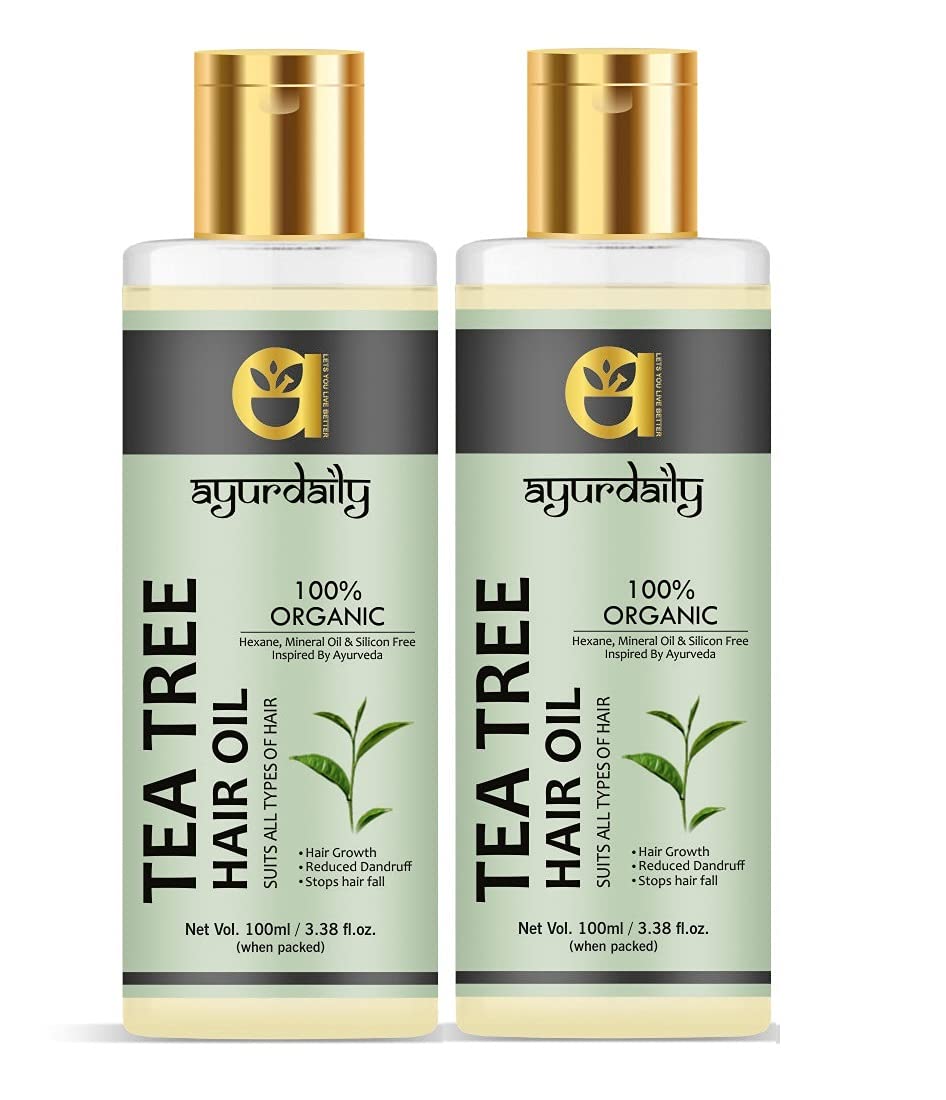 Organic Tea Tree Oil for Hair & Skin Care - 100% Pure Natural Essential Oil for Acne, Dandruff, Scalp Treatment - 100ml (Pack of 2) - Perfect for Aromatherapy, DIY Beauty Products & Home Remedies