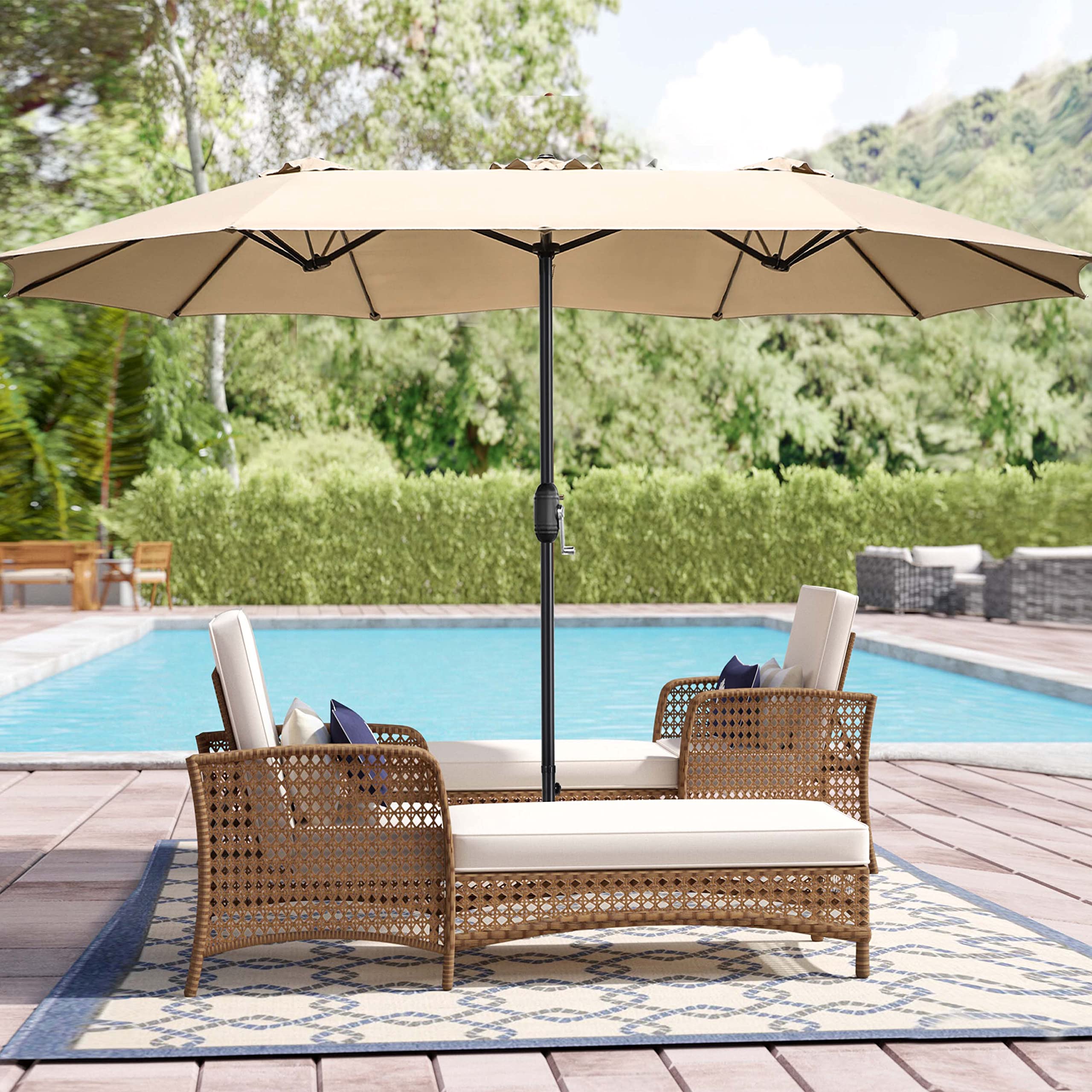 15 FT Large Outdoor Patio Umbrella - Sun Shade for Backyard, Pool, Deck & Garden | Perfect for Outdoor Dining, Lounging & Poolside Relaxation