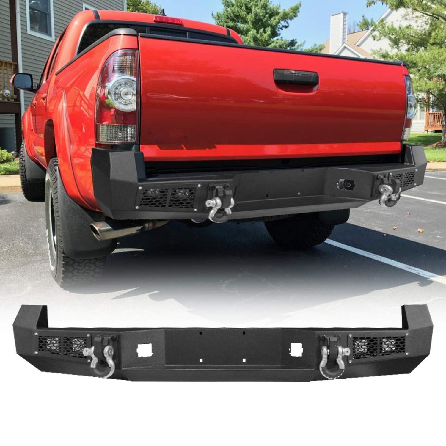 2005-2015 Toyota Tacoma Front & Rear Bumper Set with Winch Bracket - Textured Black Off-Road Bumpers for Enhanced Protection & Style | Perfect for Off-Roading, Overlanding & Truck Customization