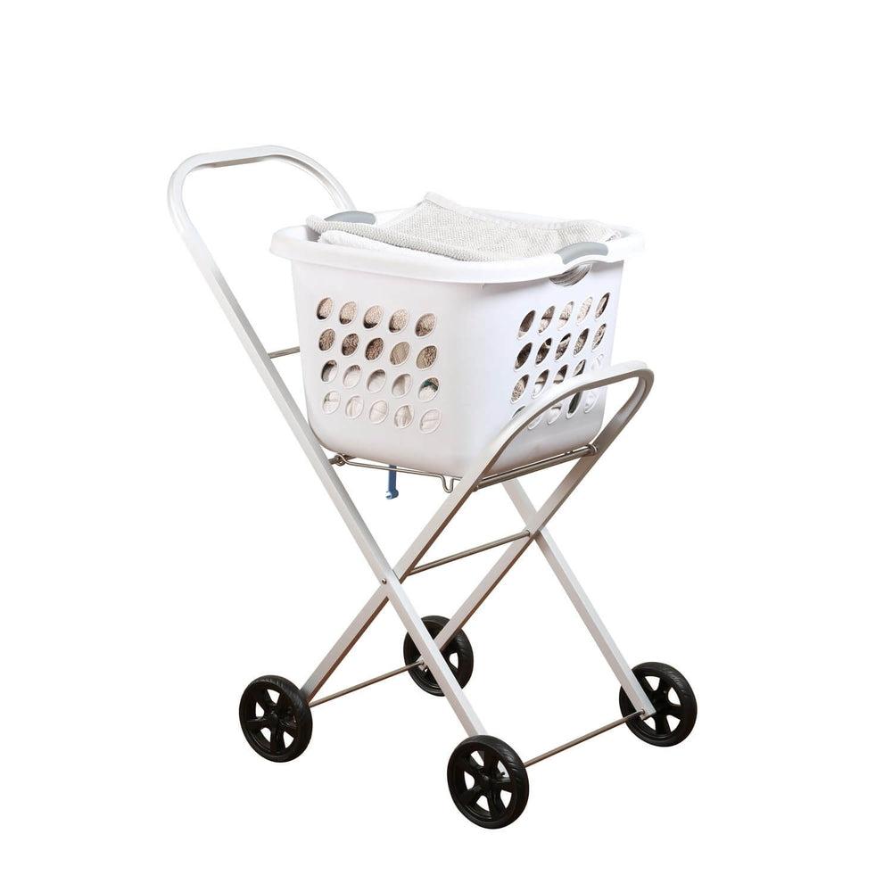 Premium Aluminum Laundry Cart with Wheels - Heavy Duty Folding Laundry Hamper for Home, Dorm, Apartment & RV - Space Saving Mobile Clothes Basket Organizer