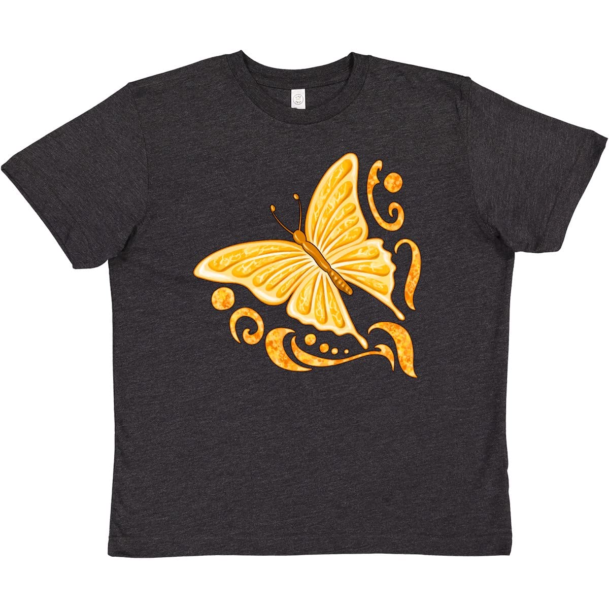 Inktastic Orange Butterfly Youth T-Shirt - Cute Butterfly Graphic Tee for Girls | Soft Cotton Kids T-Shirt | Perfect for School, Playdates & Summer Outfits
