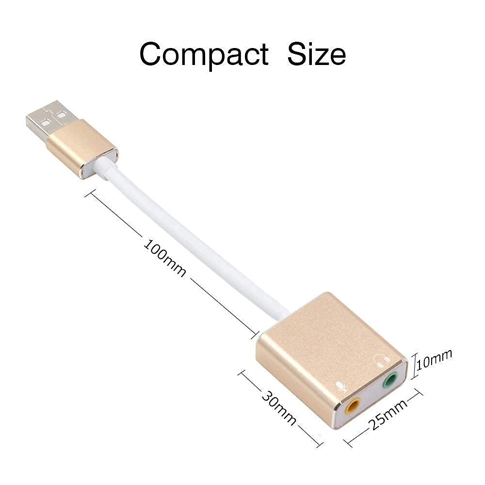 7.1 Channel External USB Sound Card - USB 2.0 to 3.5mm Audio Adapter with Microphone for PC, Laptop, Computer | Perfect for Gaming, Online Meetings & Music Listening