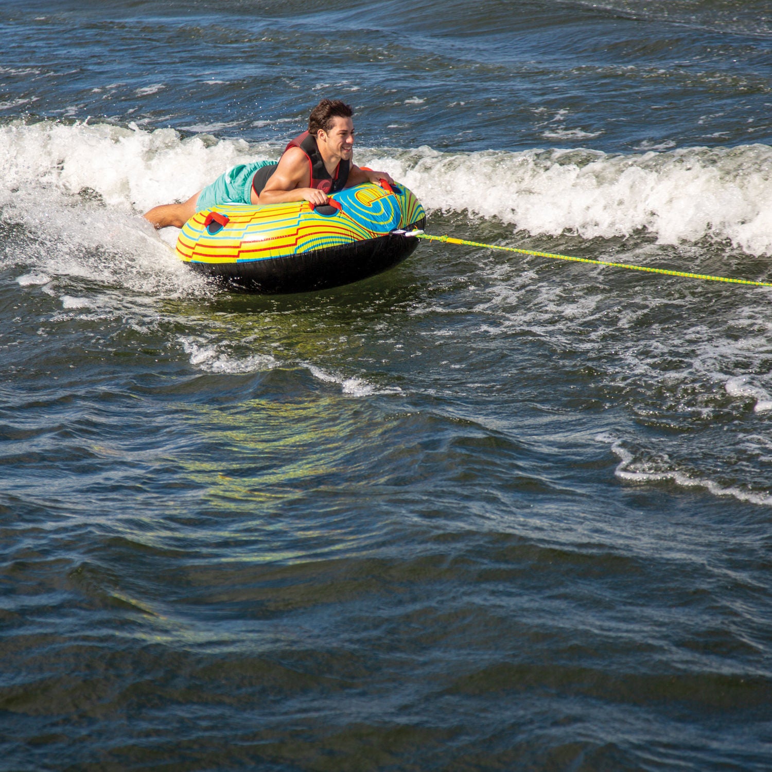Connelly Spin Cycle Towable Tube for 1 Rider - High-Speed Inflatable Water Tube for Lake & Boat Fun - Perfect for Summer Water Sports & Family Outings