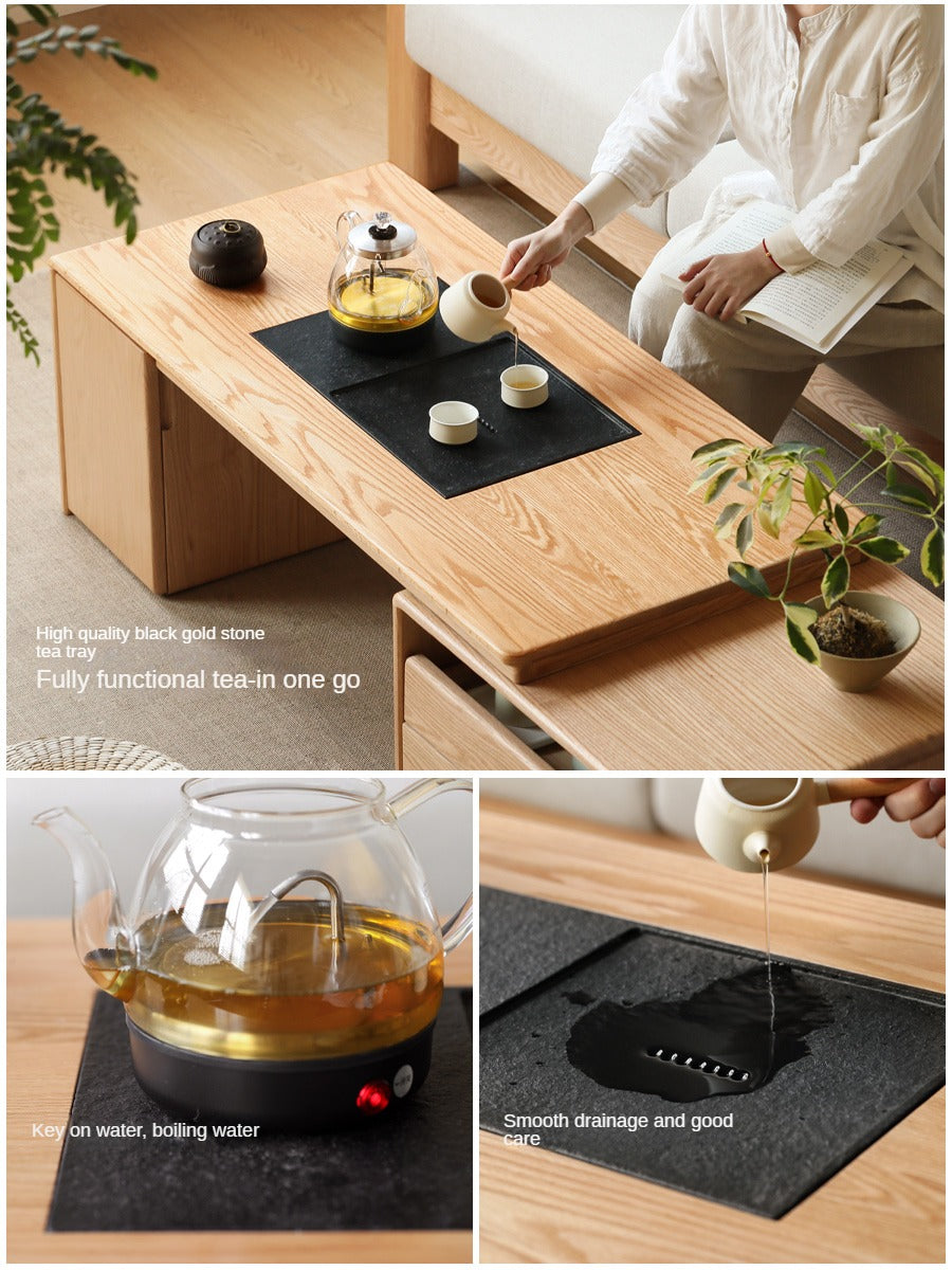 Solid Oak Wood Extendable Modern Coffee Table - Perfect for Living Room, Lounge, and Small Spaces