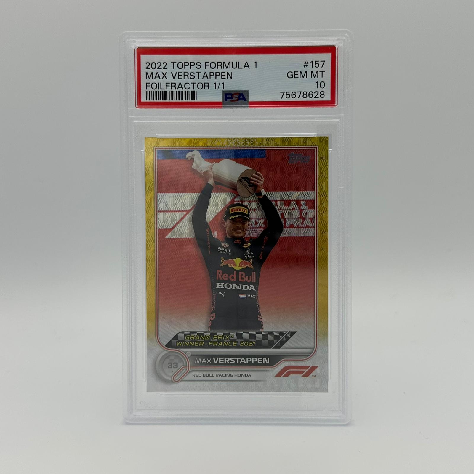 PSA 10 1/1 Max Verstappen Grand Prix Winners #157 Foilfractor - Rare Racing Collectible for Display & Investment - Perfect for F1 Fans, Memorabilia Collectors & Sports Enthusiasts