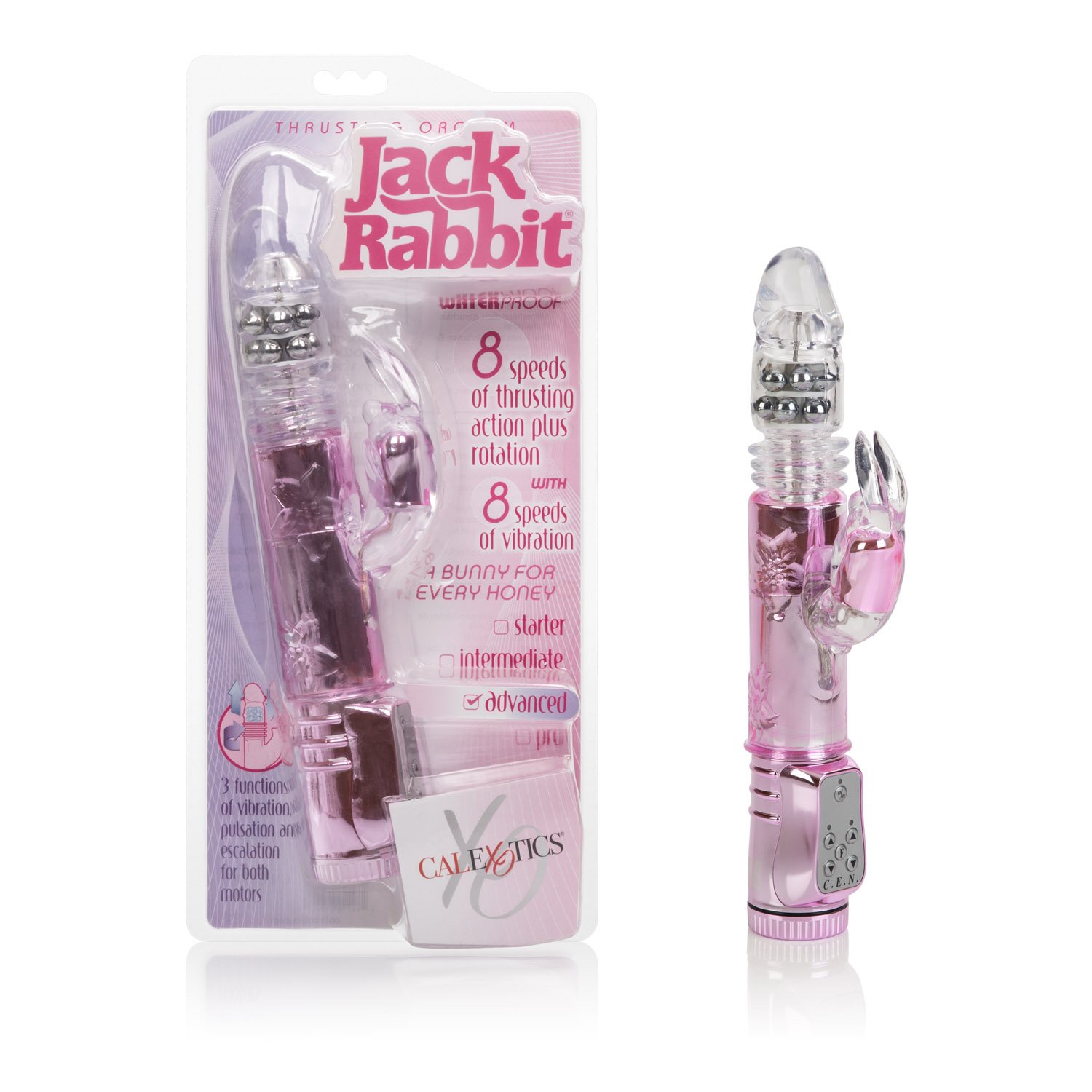 CalExotics Thrusting Jack Rabbit Vibrator with Rotating Shaft - Dual Stimulation G Spot & Clitoral Massager - Adult Sex Toy for Couples & Solo Play - Pink - Perfect for Spicing Up Your Intimate Moments & Enhancing Couples' Playtime