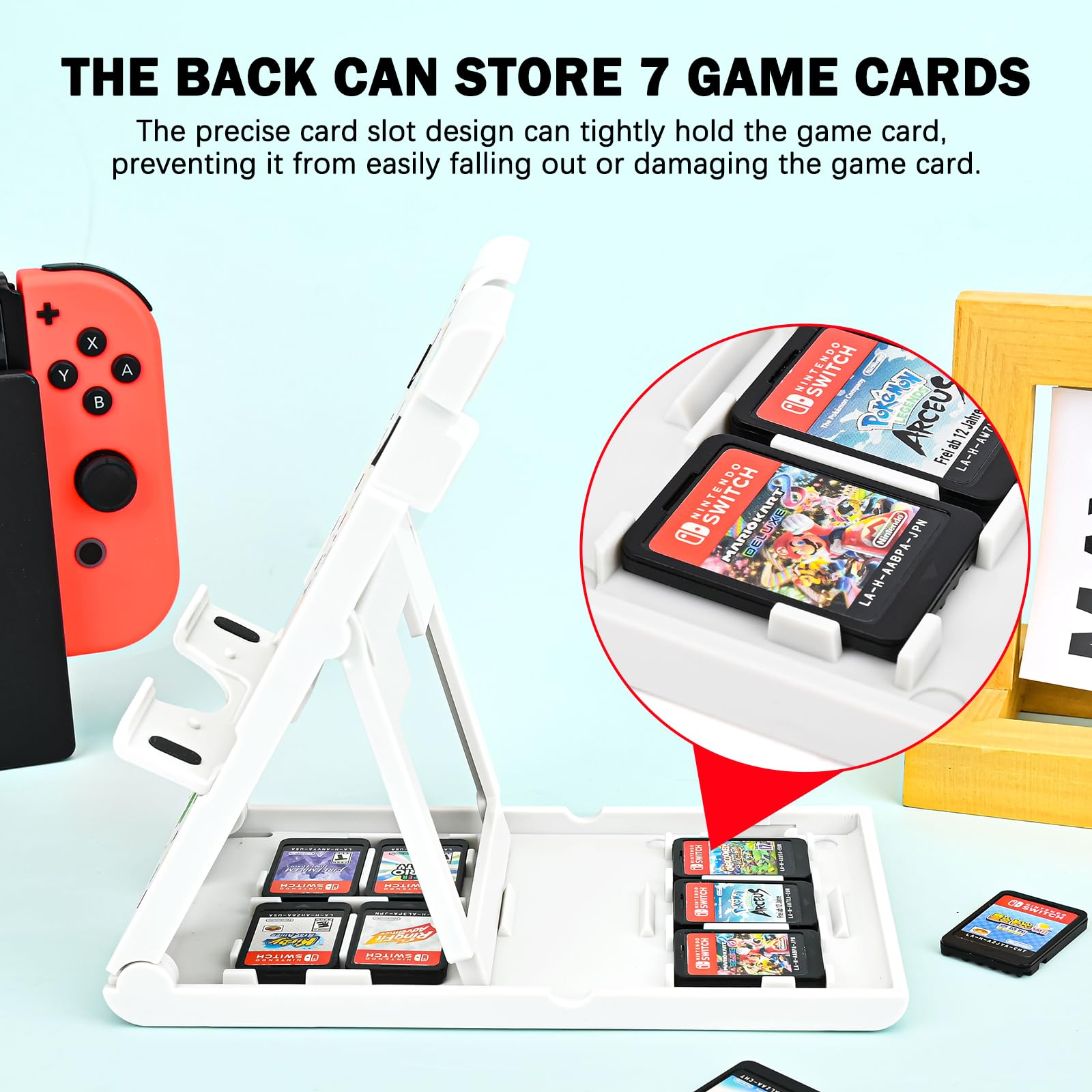 DLseego Adjustable & Portable Playstand for Nintendo Switch/Switch Lite/Switch OLED - Foldable Holder with Playing Card Slot & Non-Slip Base - Perfect for Gaming on the Go, Travel, and Multiplayer Sessions