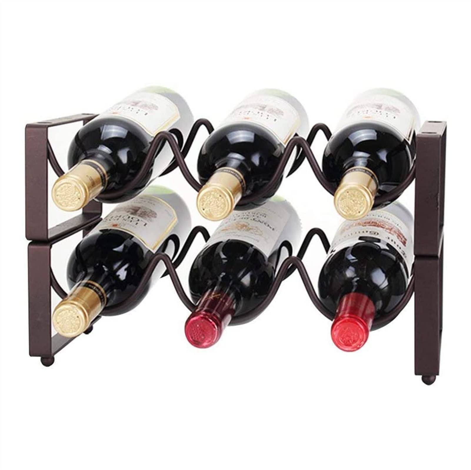 Metal Wine Rack Freestanding - Stackable 2-Tier Water Bottle Holder & Wine Storage Organizer for Kitchen Countertop, Pantry, Fridge, Bar, Cellar, Basement - Perfect for Home, Office, Party & Gift Giving