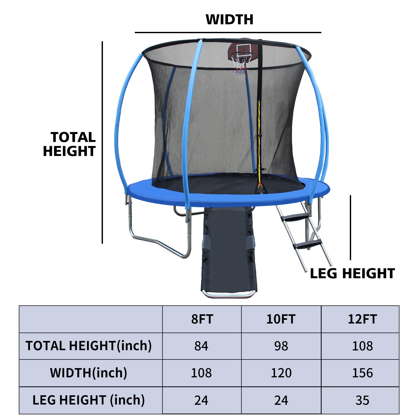 10FT Pumpkin-Shaped Trampoline with Safety Enclosure, Ladder & Slide - ASTM Approved Outdoor Kids Trampoline with Anti-Rust Coating & Basketball Hoop | Perfect for Backyard Fun, Birthday Parties & Family Outdoor Activities