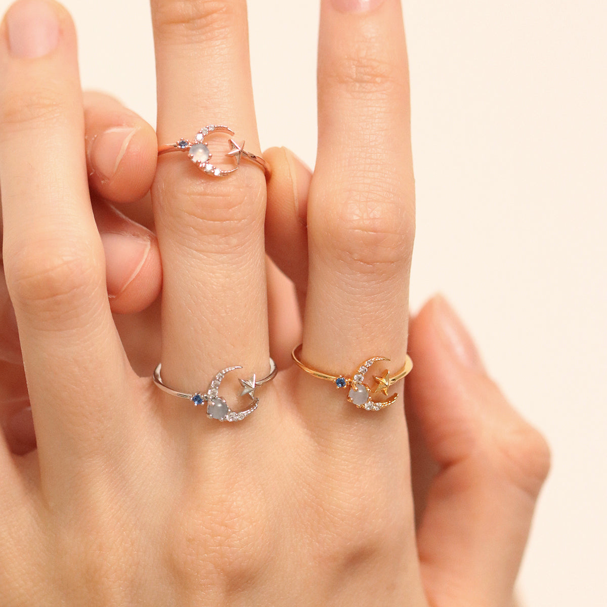 Moon Cubic Moonstone Ring – Elegant Sterling Silver Jewelry for Women, Perfect for Weddings, Parties & Everyday Wear