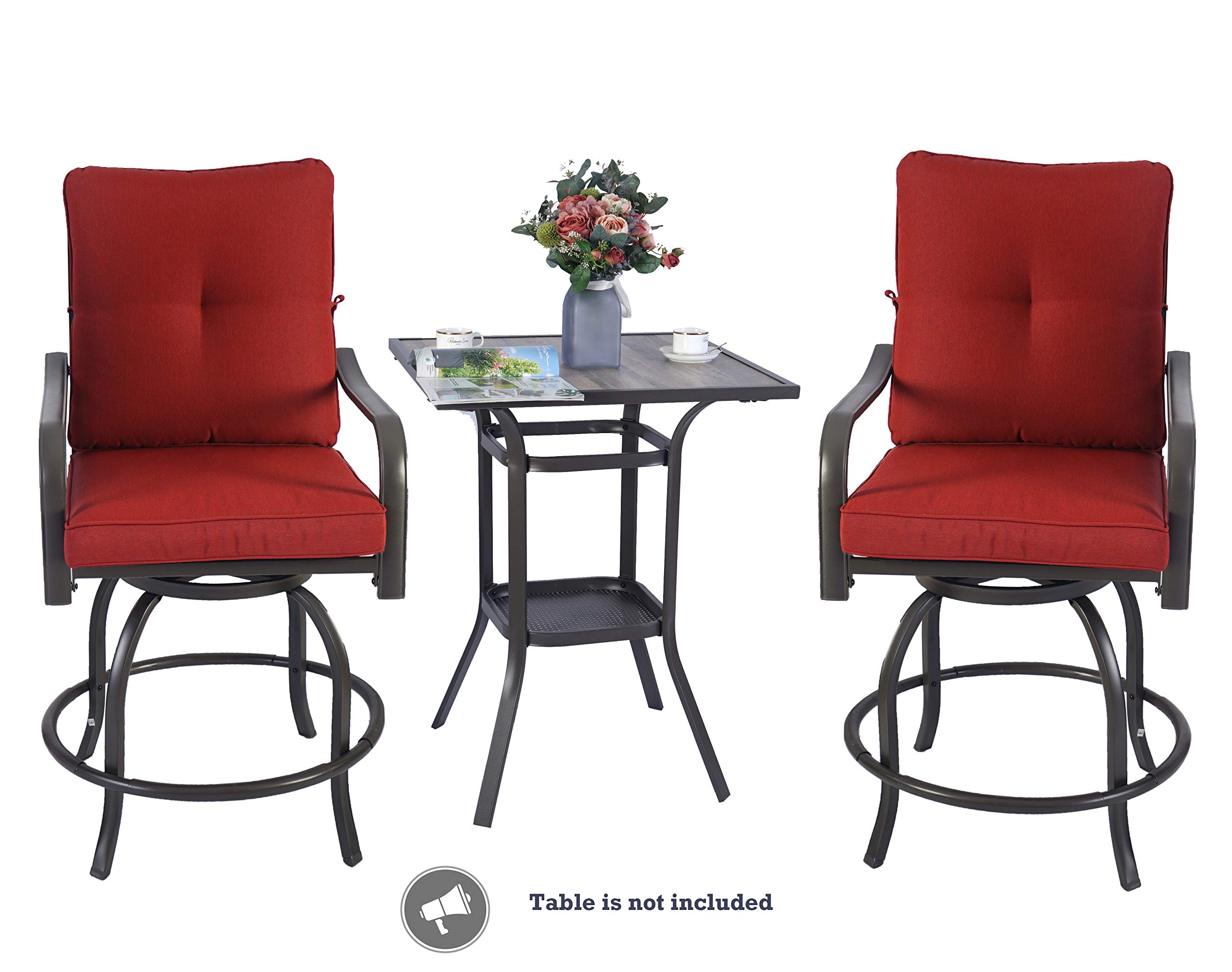 **Kozyard Isabella Outdoor Patio Swivel Bar Stools - Counter Height Tall Swivel Chairs for Bistro, Backyard, Cafe, Restaurant & Bar (Burgundy) - Perfect for Outdoor Dining, Lounging & Entertaining**