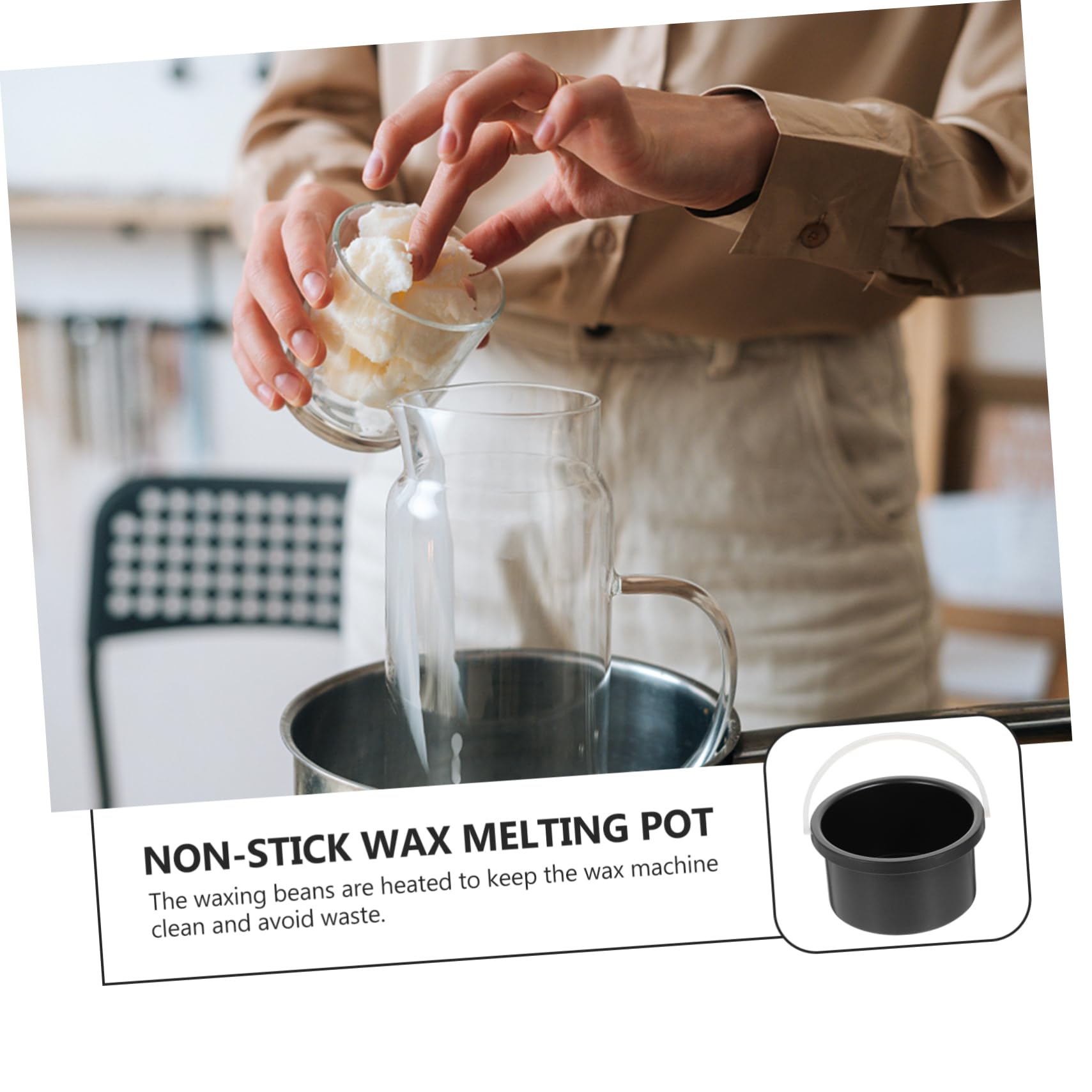 1pc Black Aluminum Wax Warmer Pot - Wax Melting Heater for Hair Removal, Wax Beads & Depilatory Wax - Perfect for Salon, Spa & At-Home Use