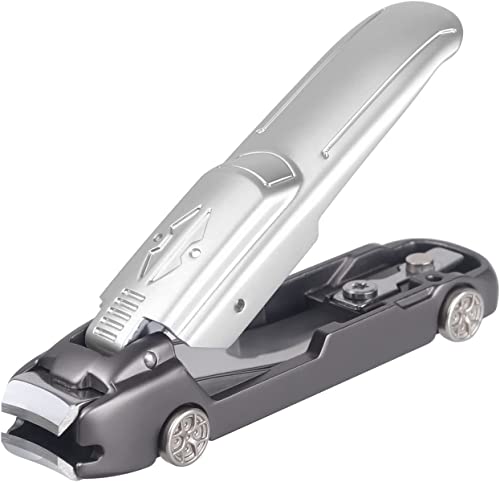 Ostin Catcher Nail Clippers for Men & Women - Heavy Duty Toenail Clippers with Nail Catcher, Built-in Nail File, Car-Shaped Design (Silver & Black) - Perfect for Travel, Home, Salon & Grooming Kits