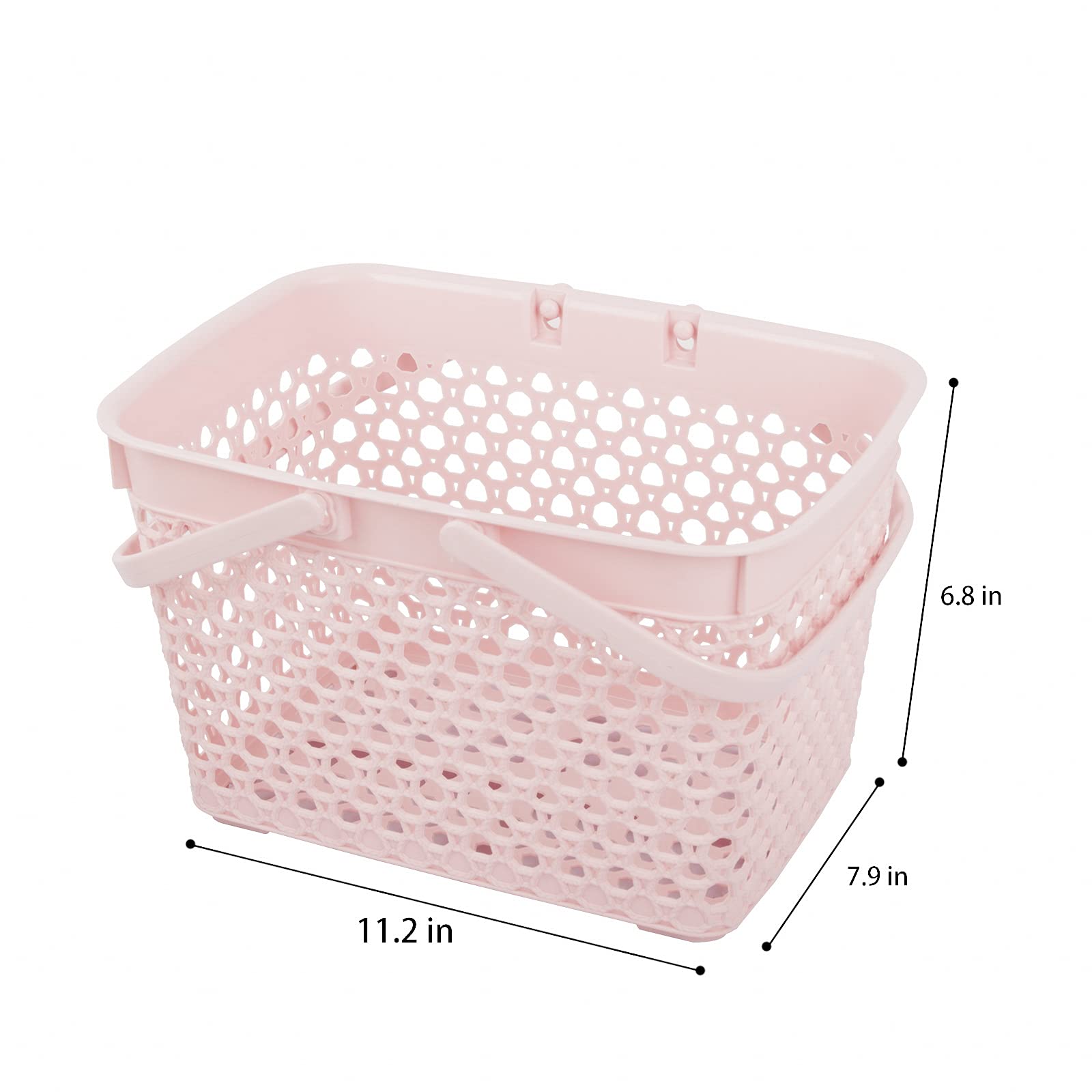 Anyoifax Portable Shower Caddy Tote - Plastic Storage Basket with Handle for Bathroom, Kitchen, Pantry, Dorm & Garage Organization - 11.2 x 7.9 x 6.8 Inches - Pink | Perfect for College Students, Camping & Small Space Storage Solutions