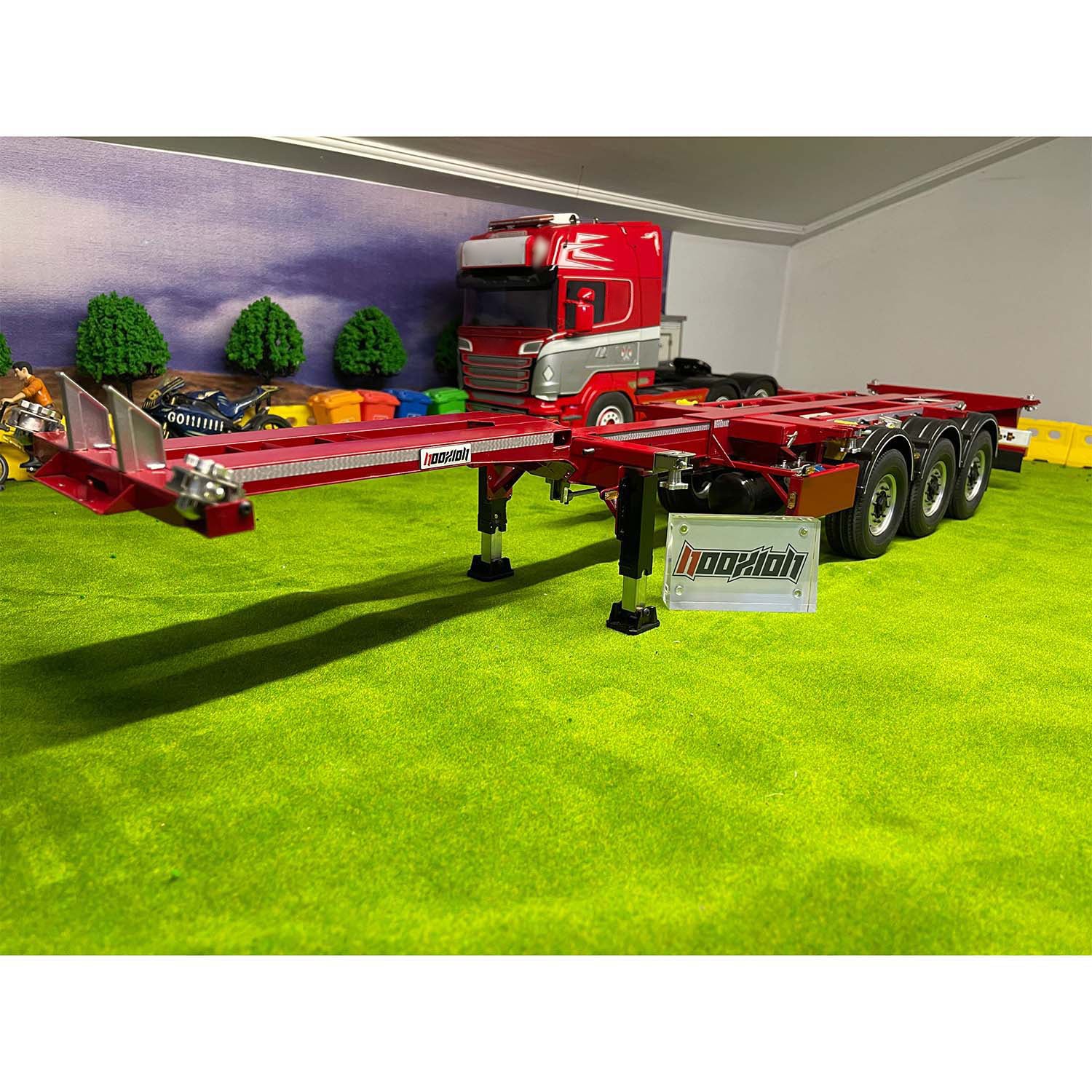FuryBear 3-Axle Stretchable Frame Trailer for 1/14 Scale RC Tractor Trucks | DIY Radio Controlled Car Accessory | Perfect for Hobby Models & Servo Upgrades | Ideal for RC Truck Shows & Off-Road Simulation