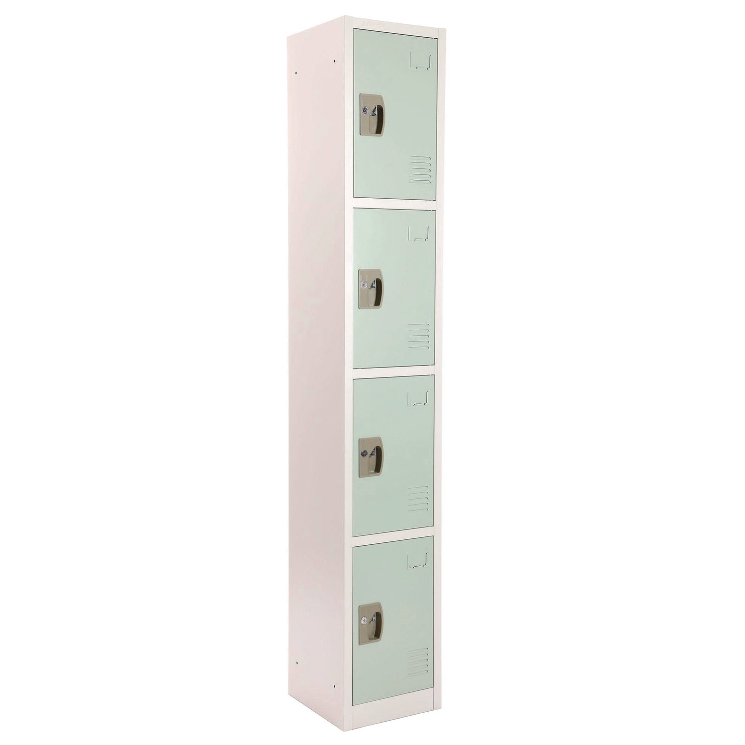 Steel Storage Locker with 4 Compartments - 12 x 12 x 72 Inches, Misty Green - Heavy-Duty School, Gym & Office Locker for Secure Storage