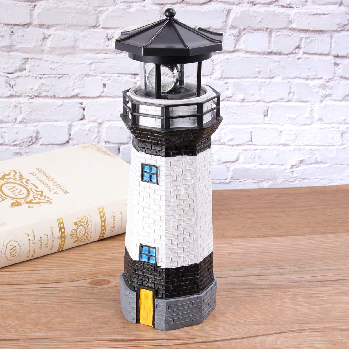 1pc Solar Powered Outdoor Lighthouse Garden Light - Waterproof Rotating LED Solar Lamp for Lawn, Yard, and Pathway Decoration | Perfect for Patio, Backyard, and Landscape Lighting at Night